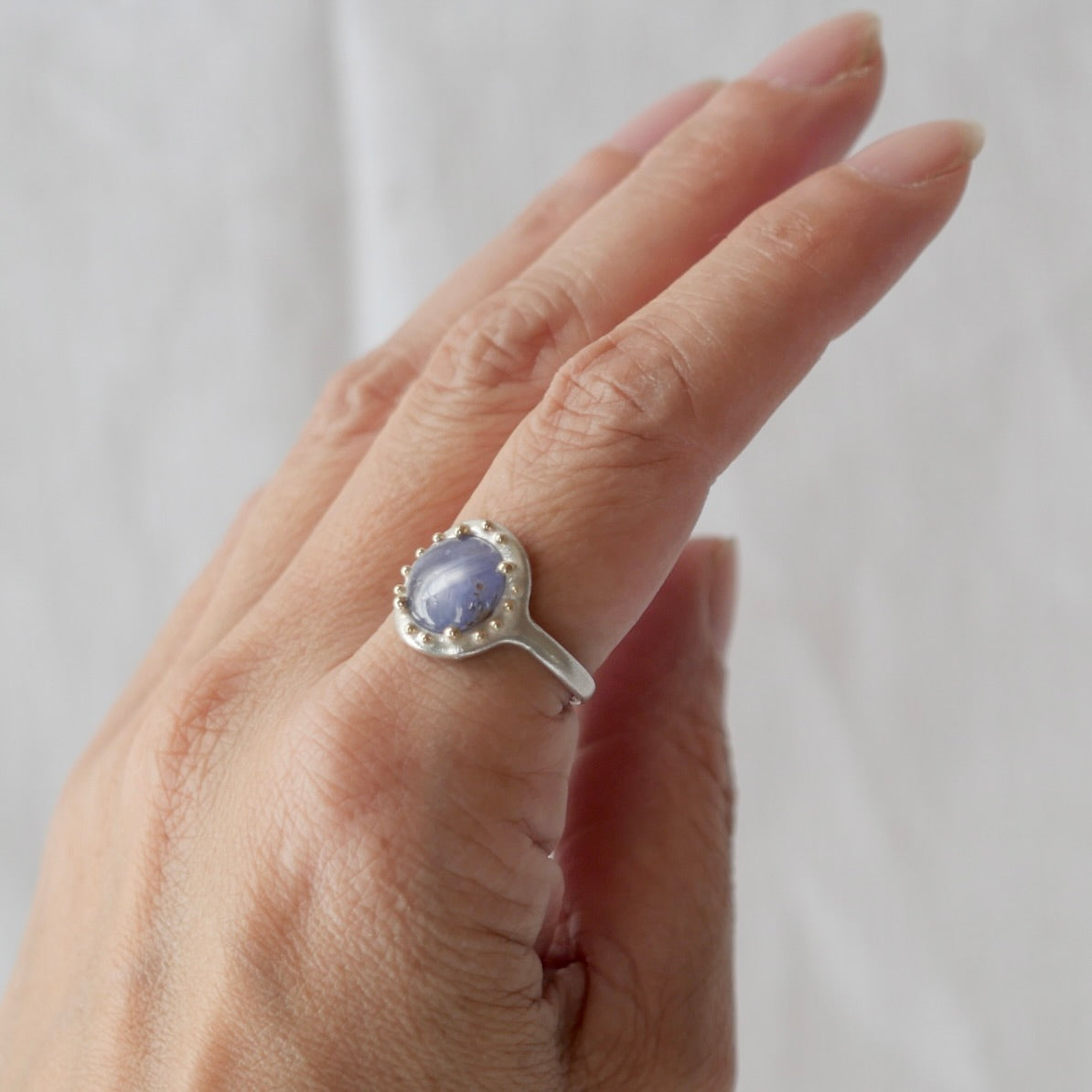 53. Sapphire Silver Ring / 23R328