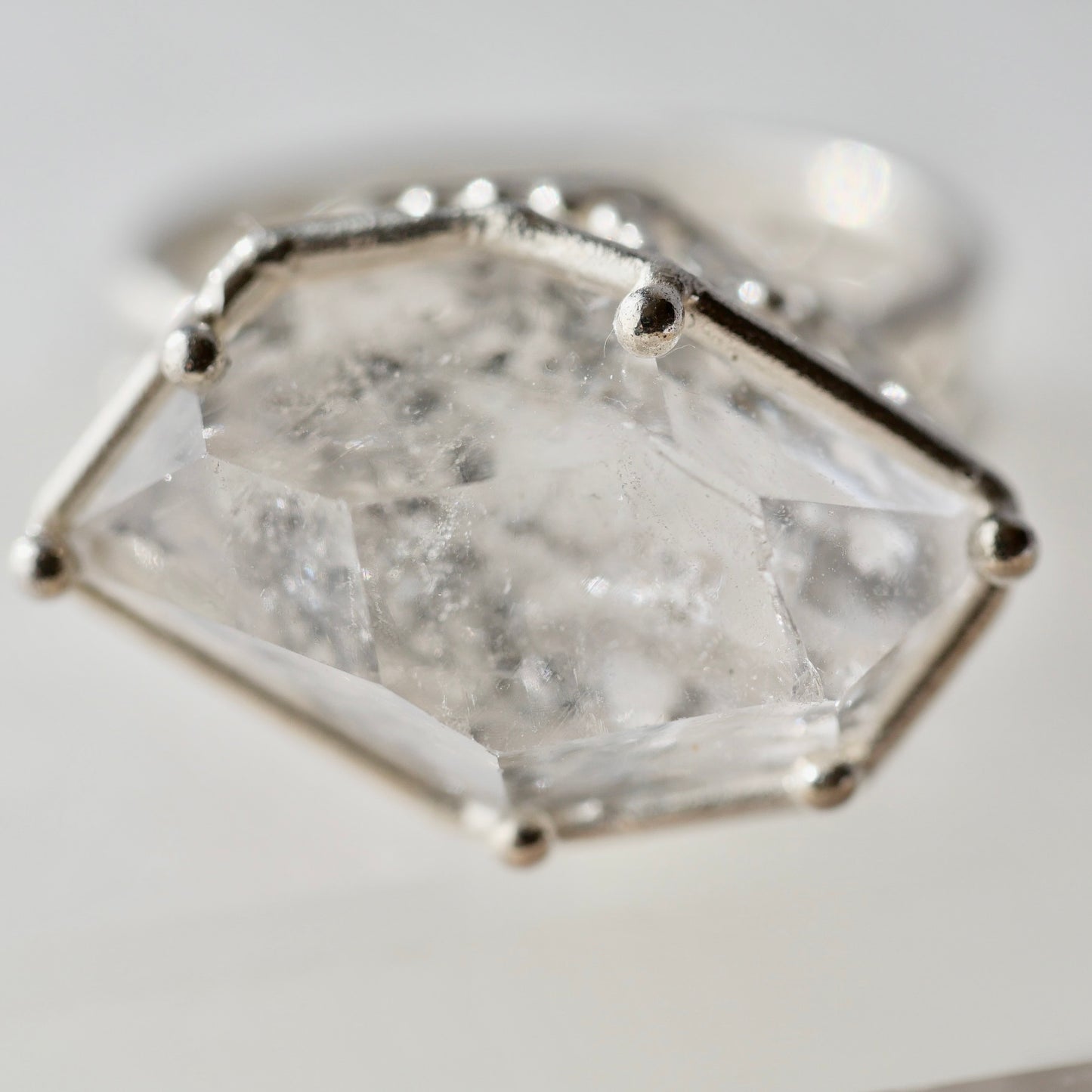 52. Herkimer Diamond Quarts Silver Ring / R-261