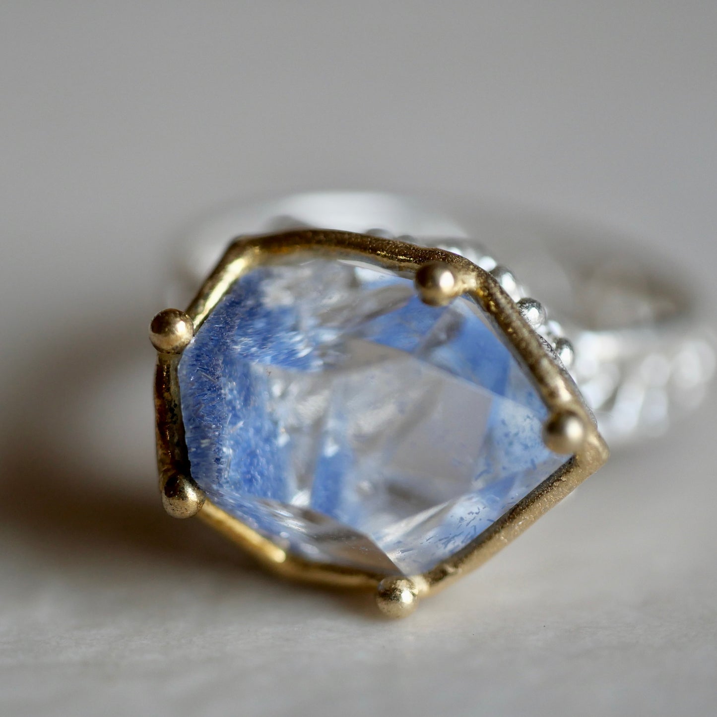 92. Dumortierite in Quartz Silver Ring / 24R-324