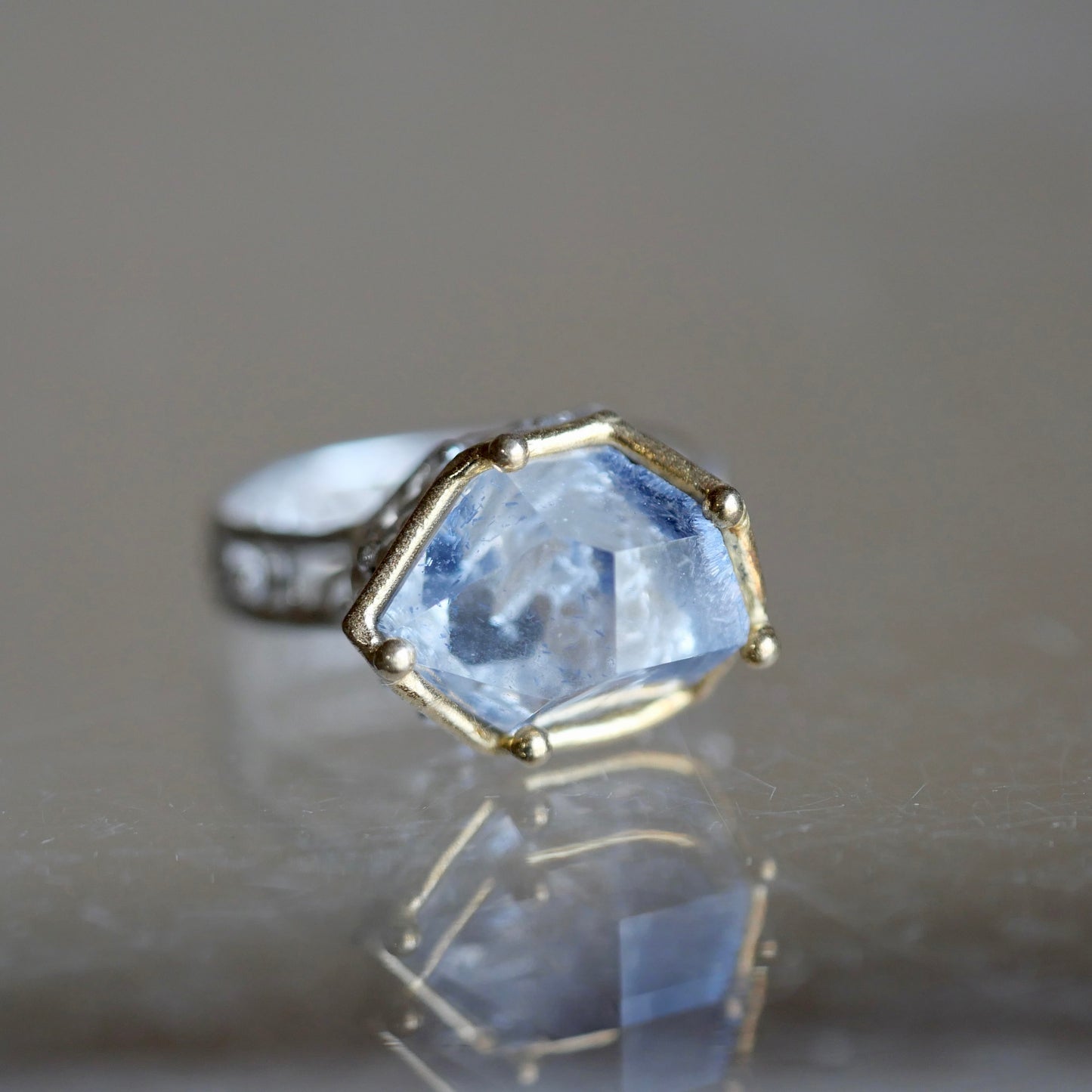 92. Dumortierite in Quartz Silver Ring / 24R-324
