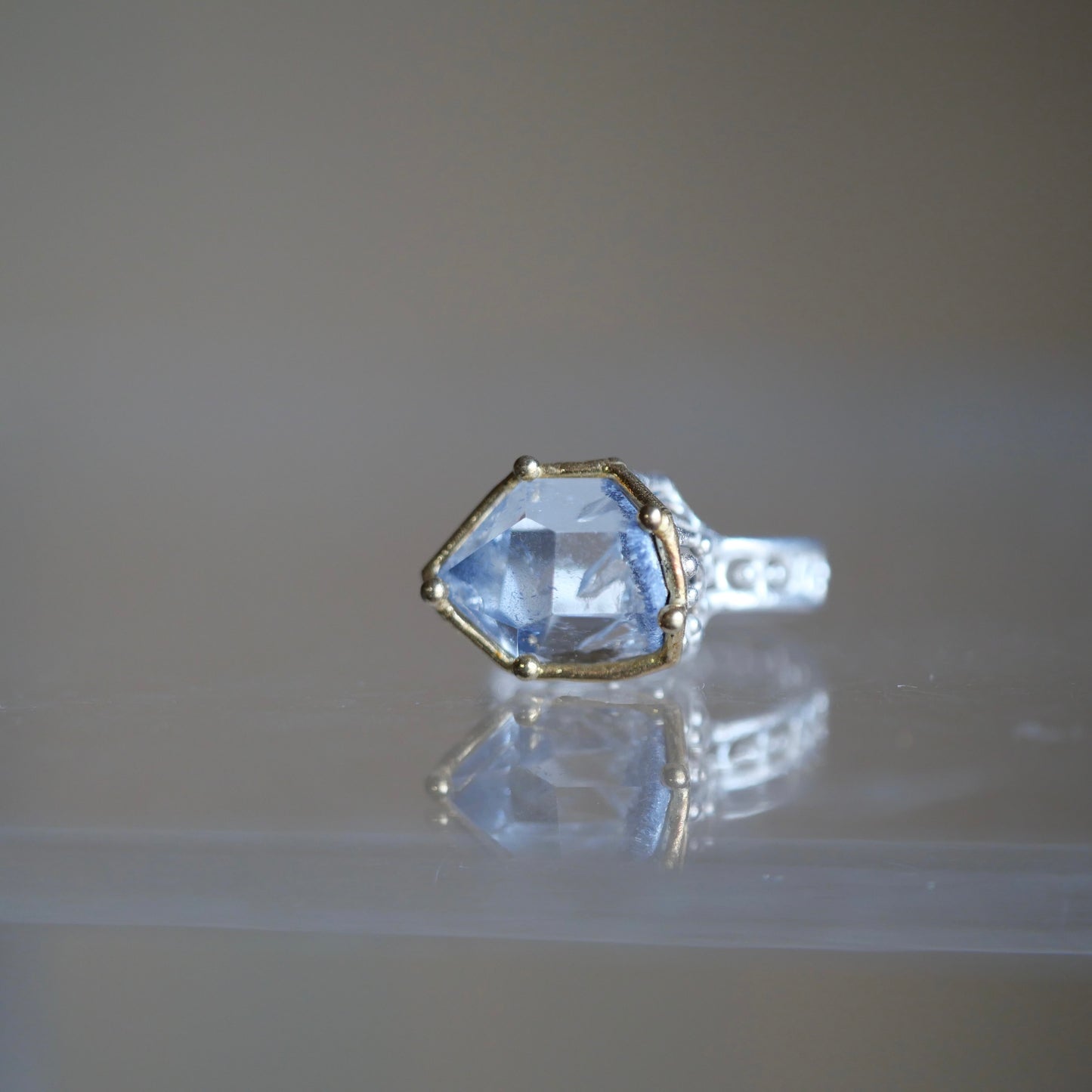 92. Dumortierite in Quartz Silver Ring / 24R-324