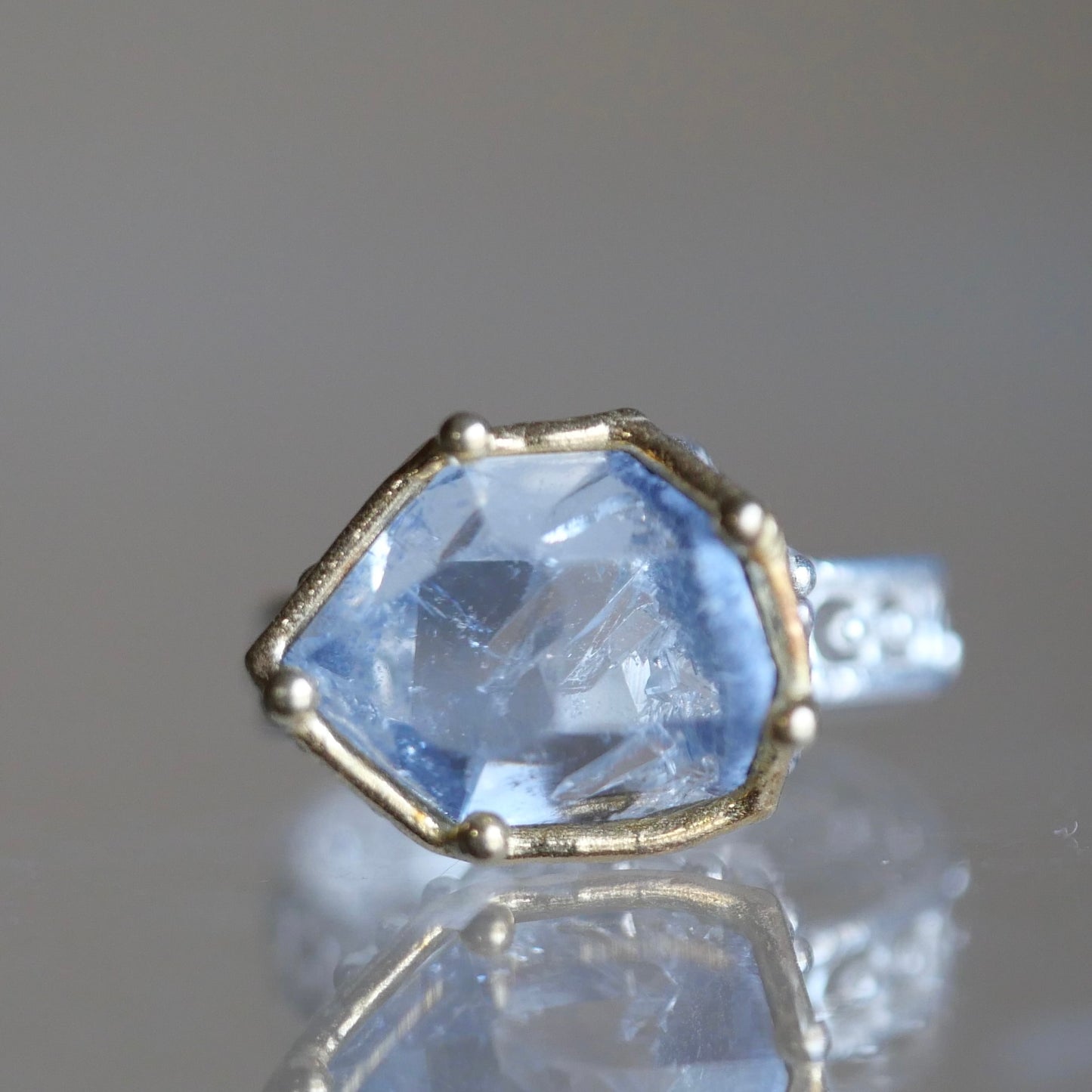 92. Dumortierite in Quartz Silver Ring / 24R-324