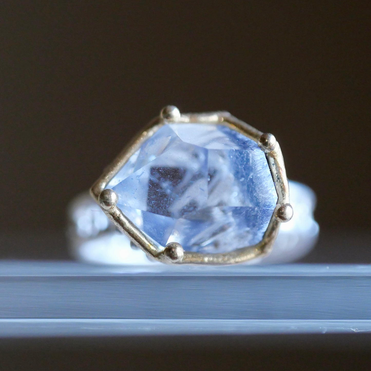 92. Dumortierite in Quartz Silver Ring / 24R-324
