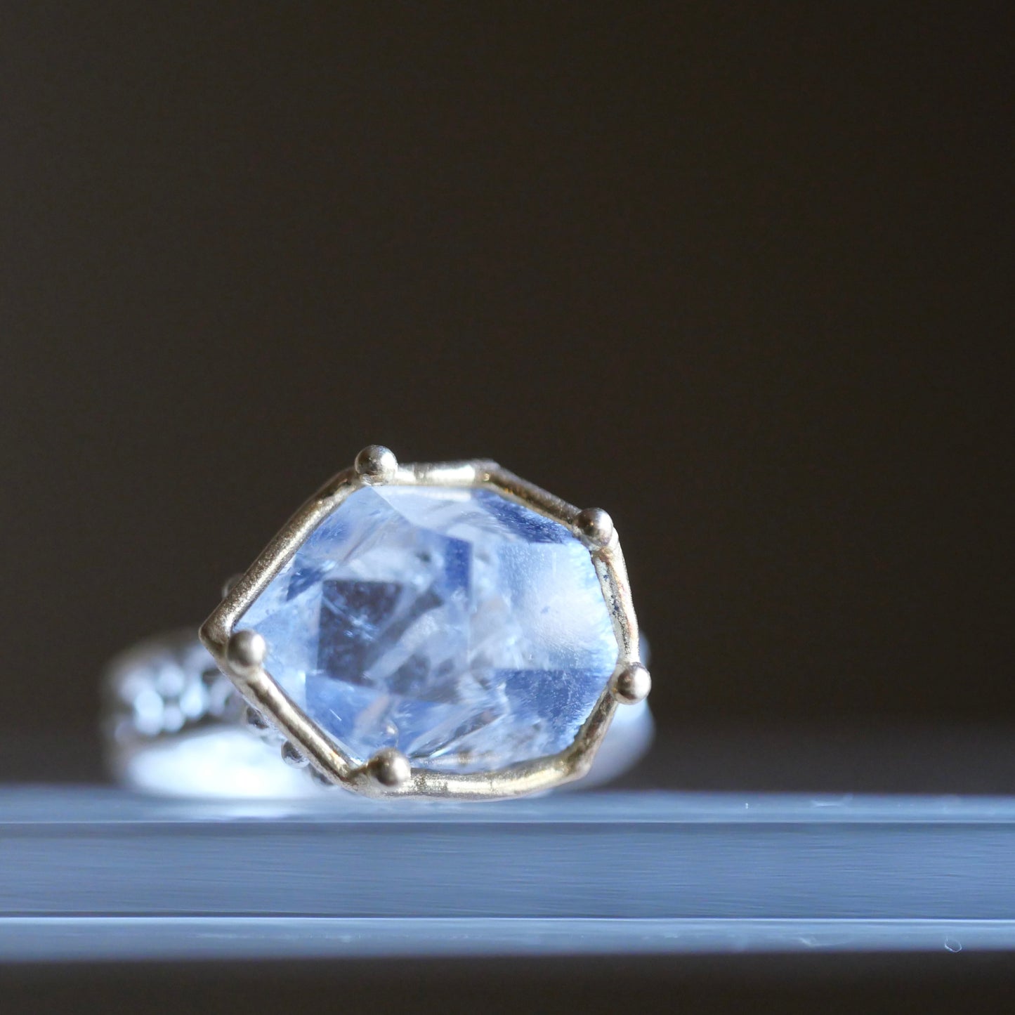 92. Dumortierite in Quartz Silver Ring / 24R-324