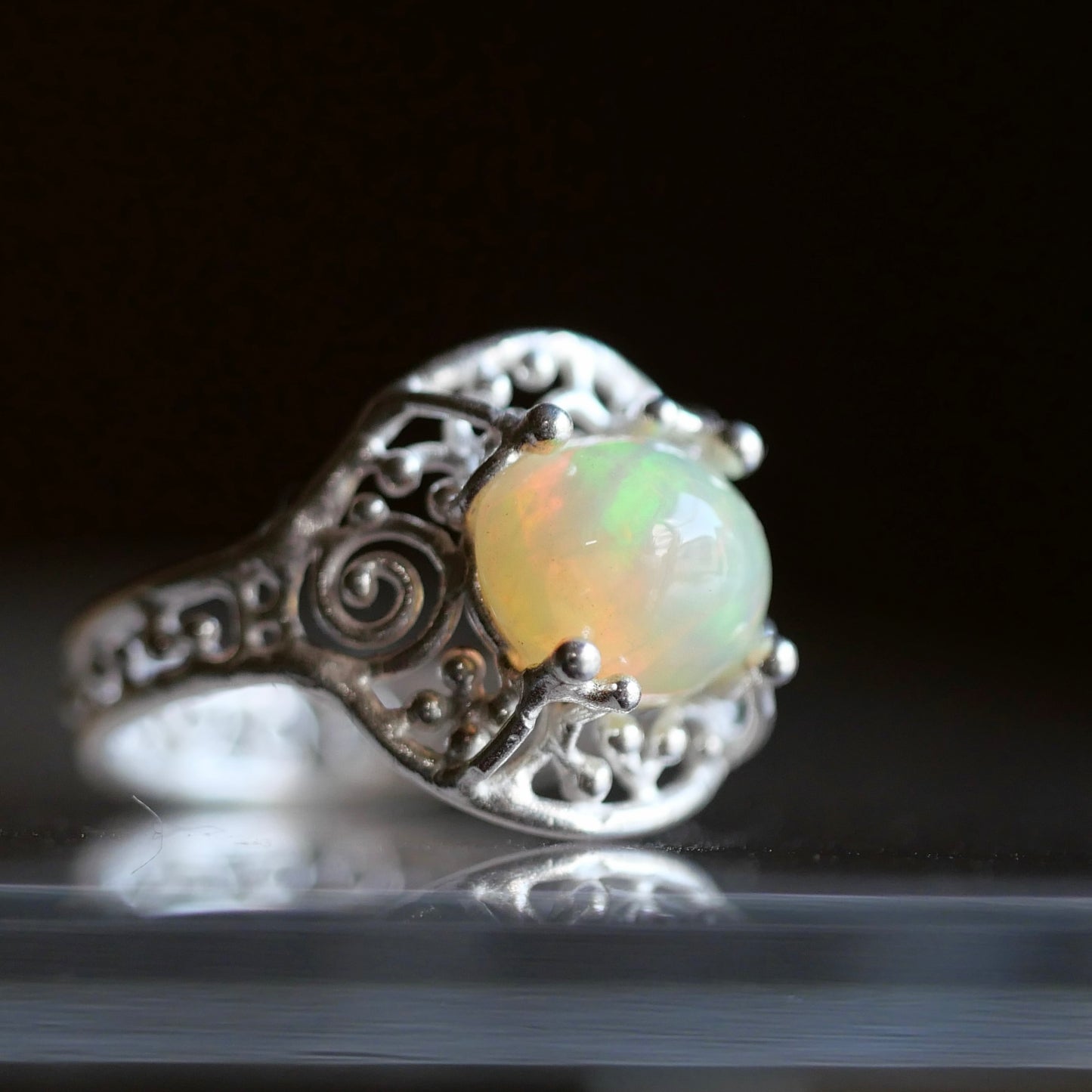 93. Ethiopian Opal Silver Ring / 24R-407