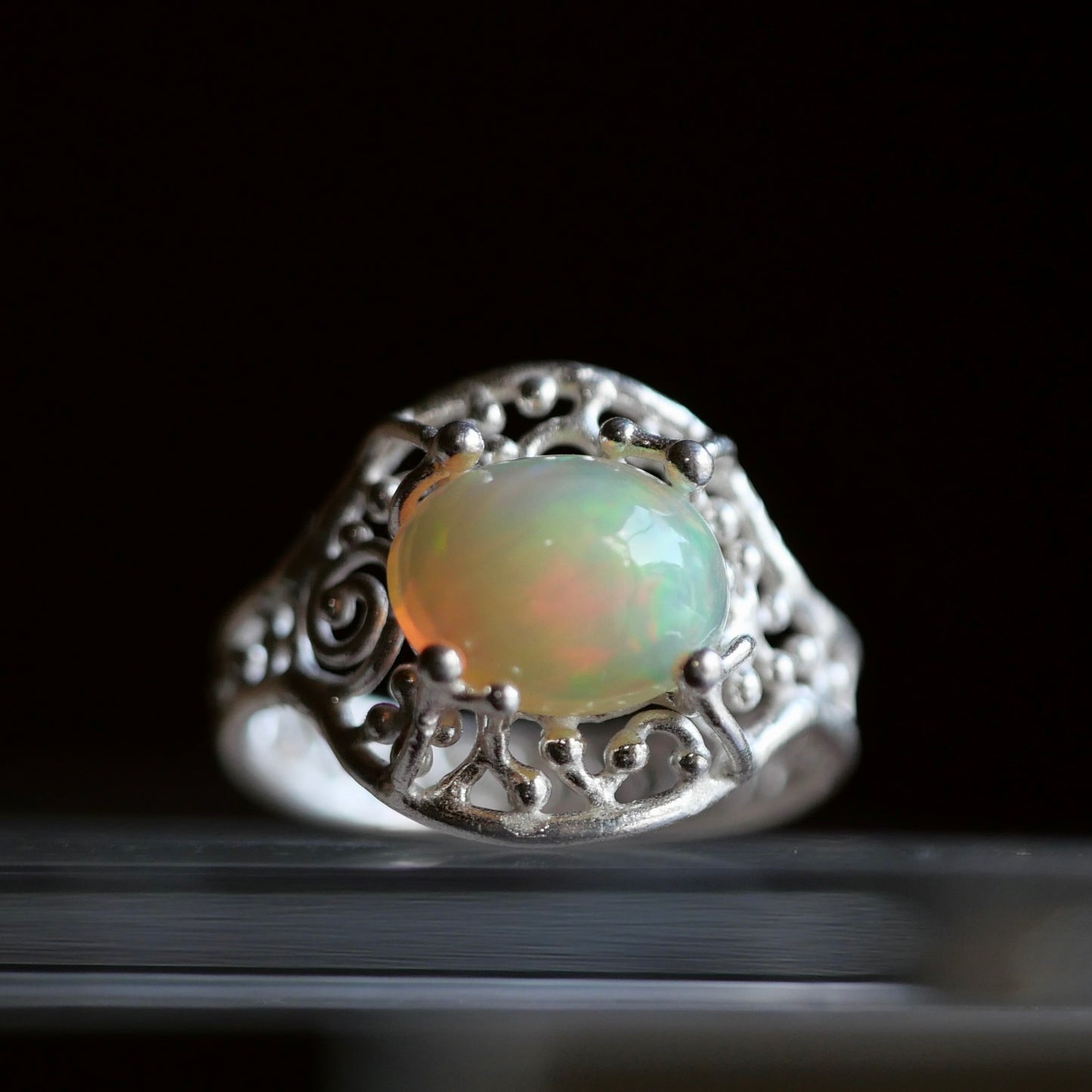 93. Ethiopian Opal Silver Ring / 24R-407