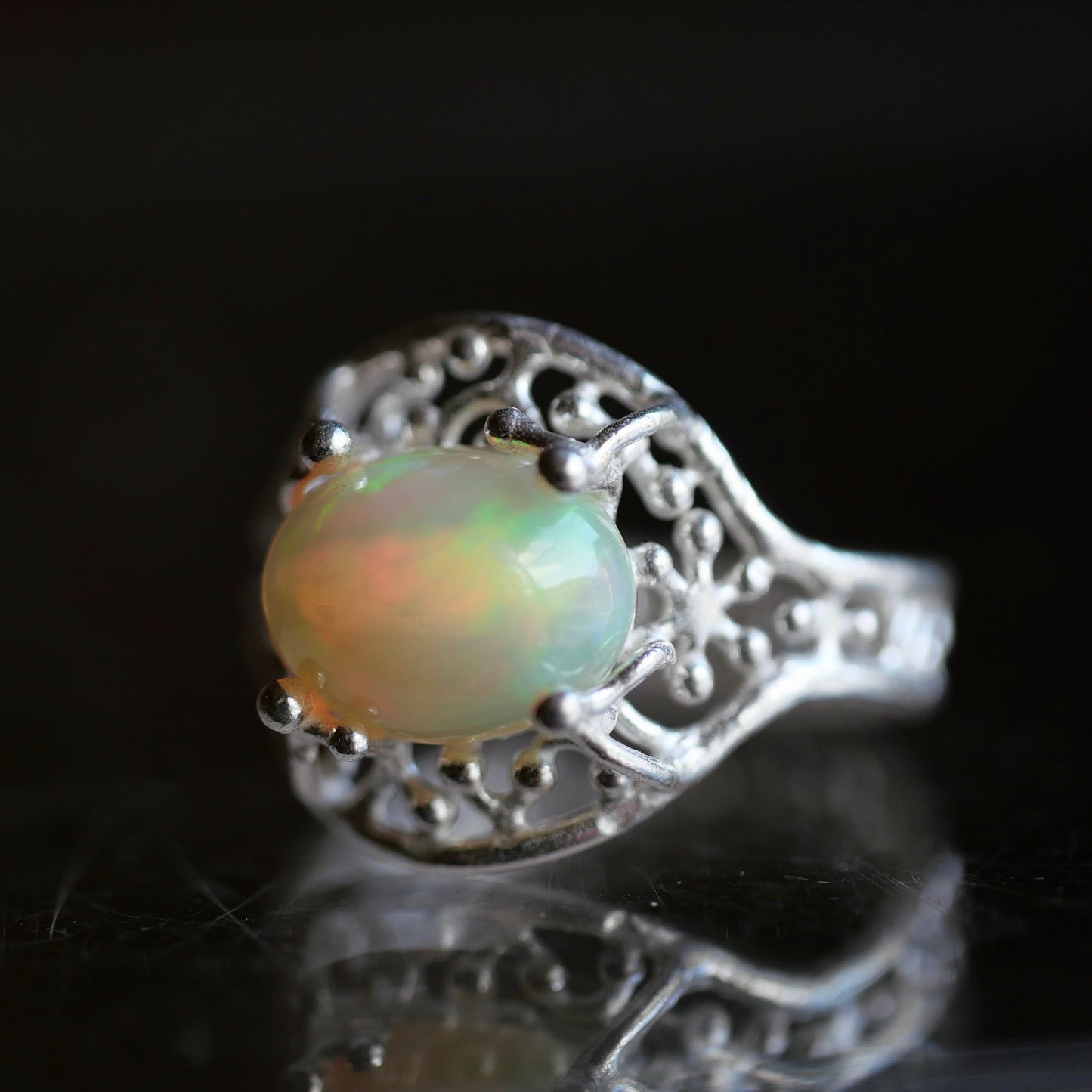 93. Ethiopian Opal Silver Ring / 24R-407