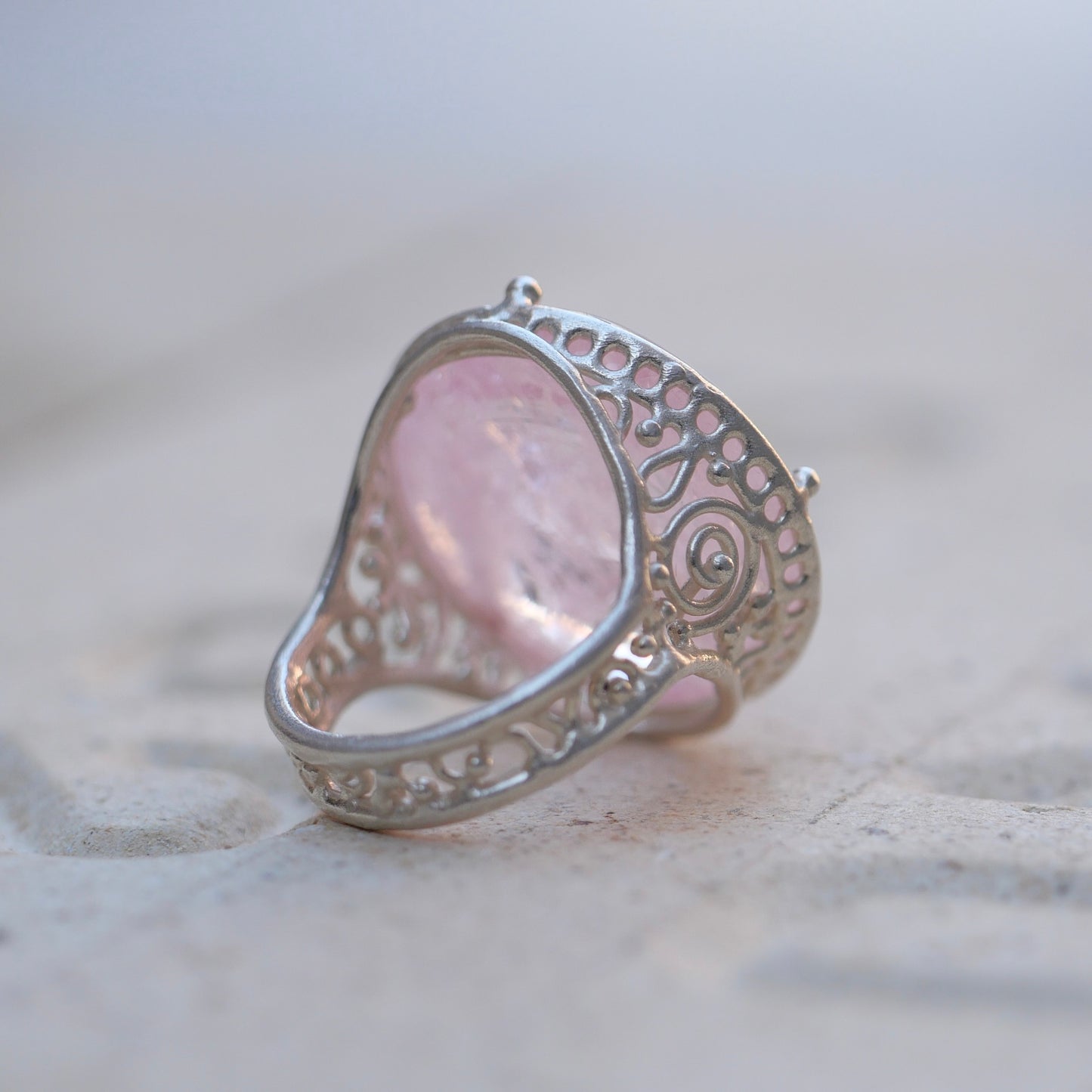 22. Morganite Silver Ring / 22R2-7