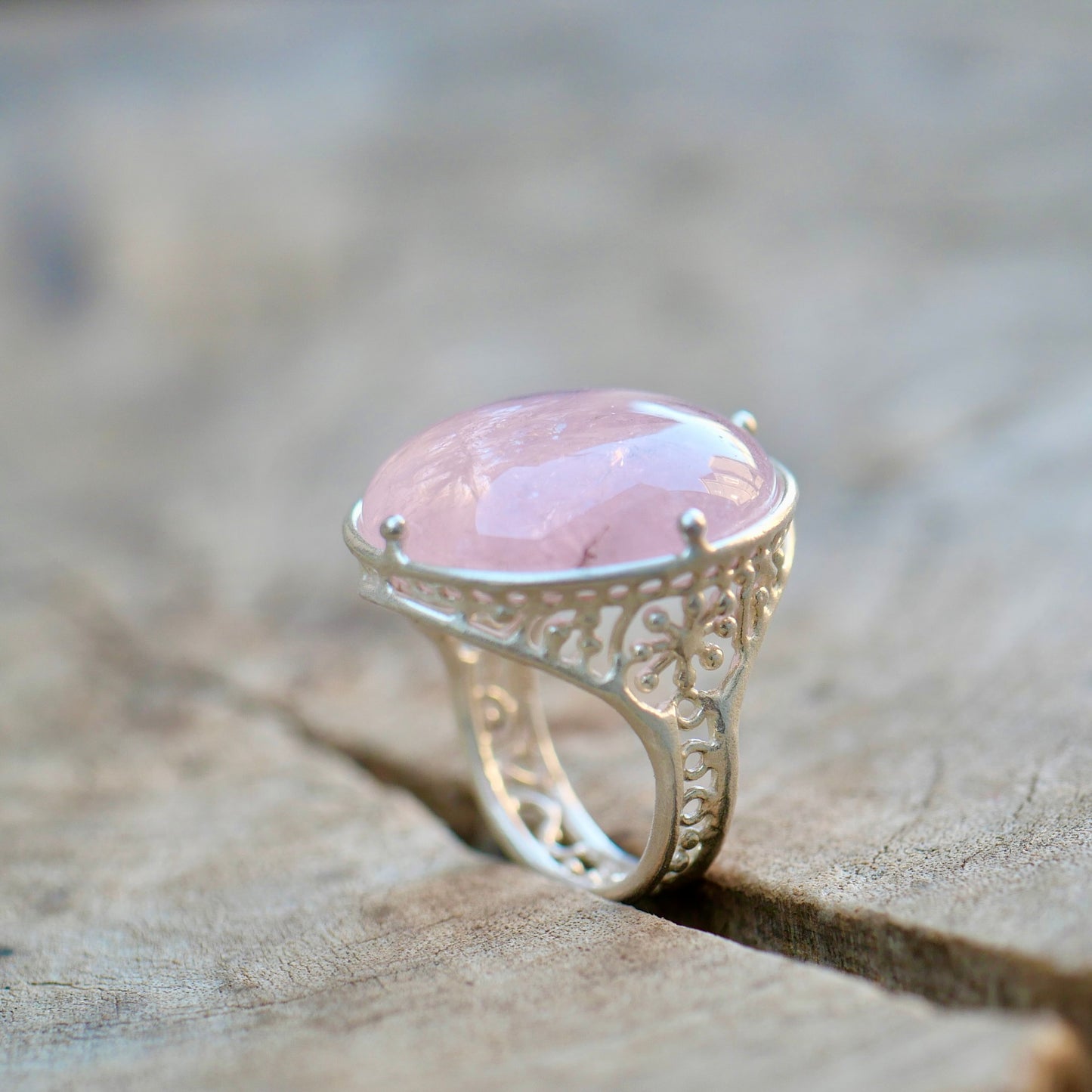 22. Morganite Silver Ring / 22R2-7
