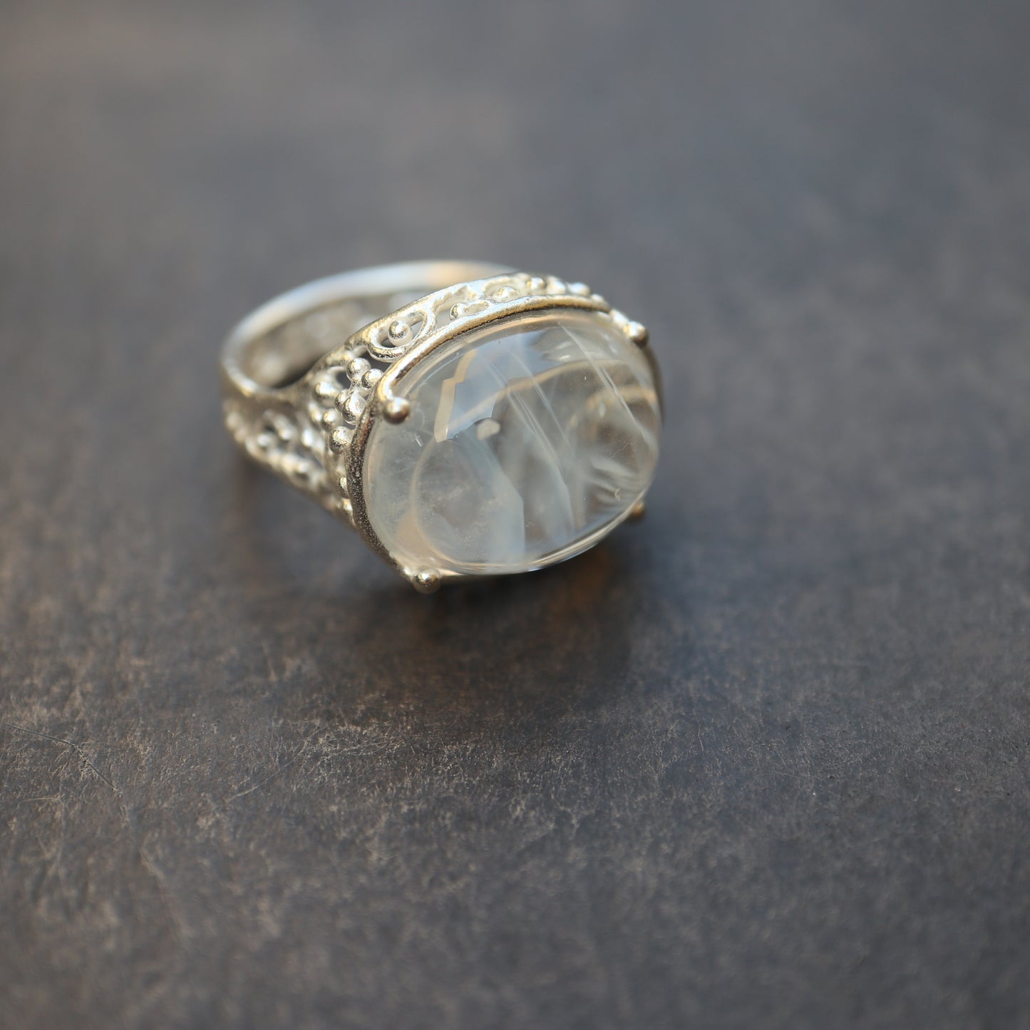 66. Angel Ladder Quartz Silver Ring / 24R-211