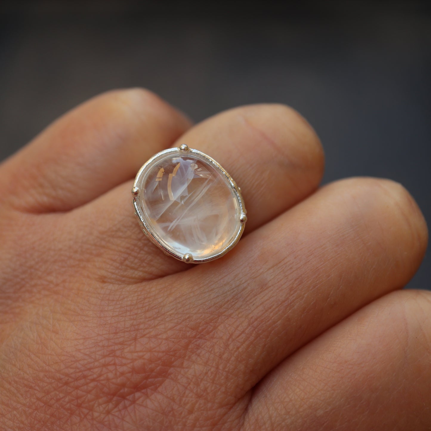 66. Angel Ladder Quartz Silver Ring / 24R-211