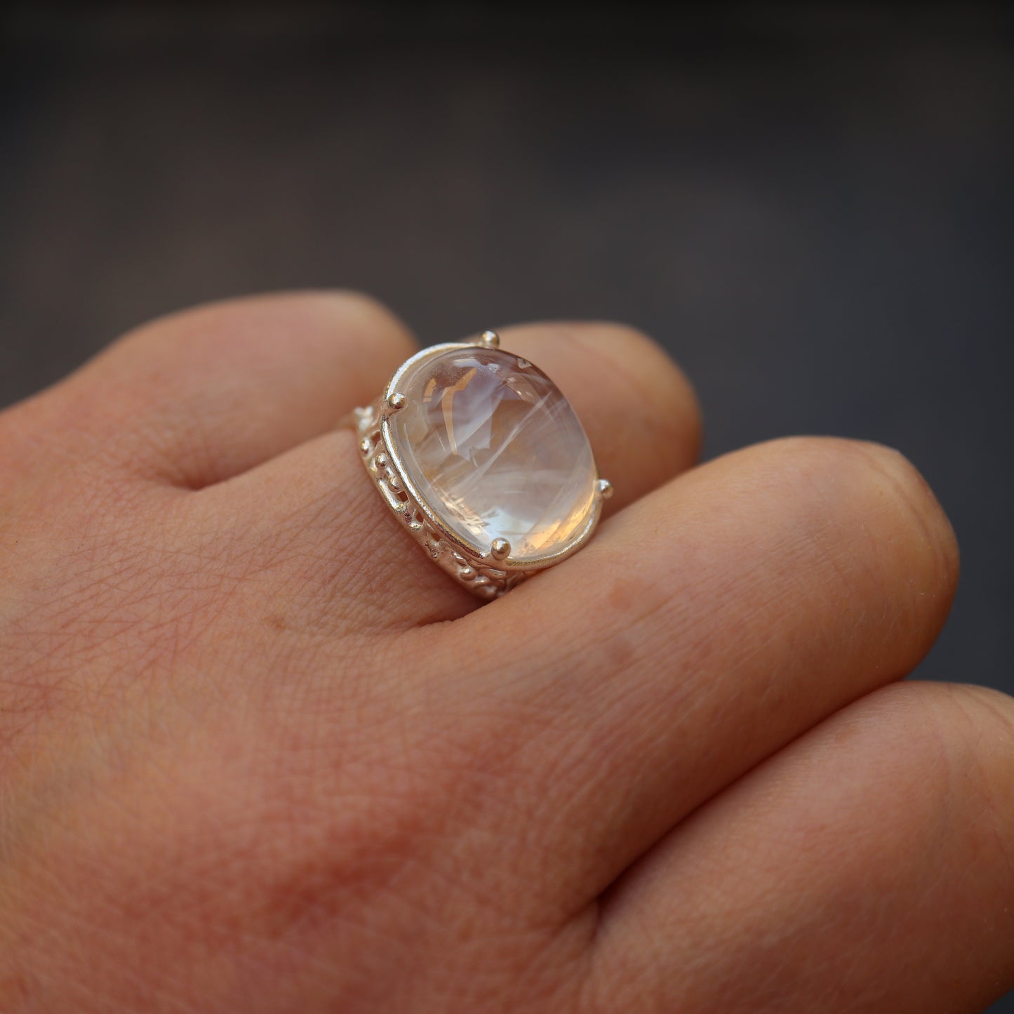 66. Angel Ladder Quartz Silver Ring / 24R-211