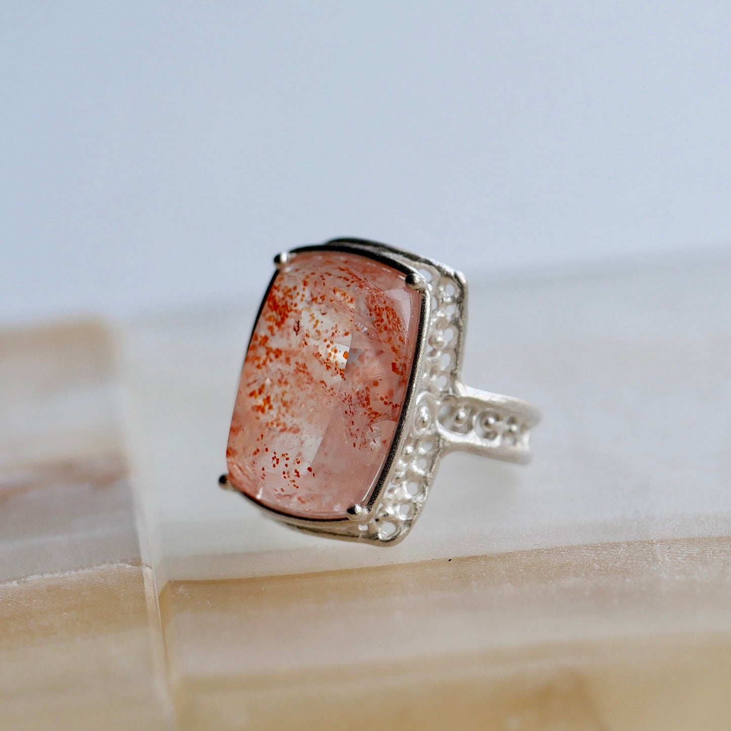 35. Iron in Quartz Silver Ring