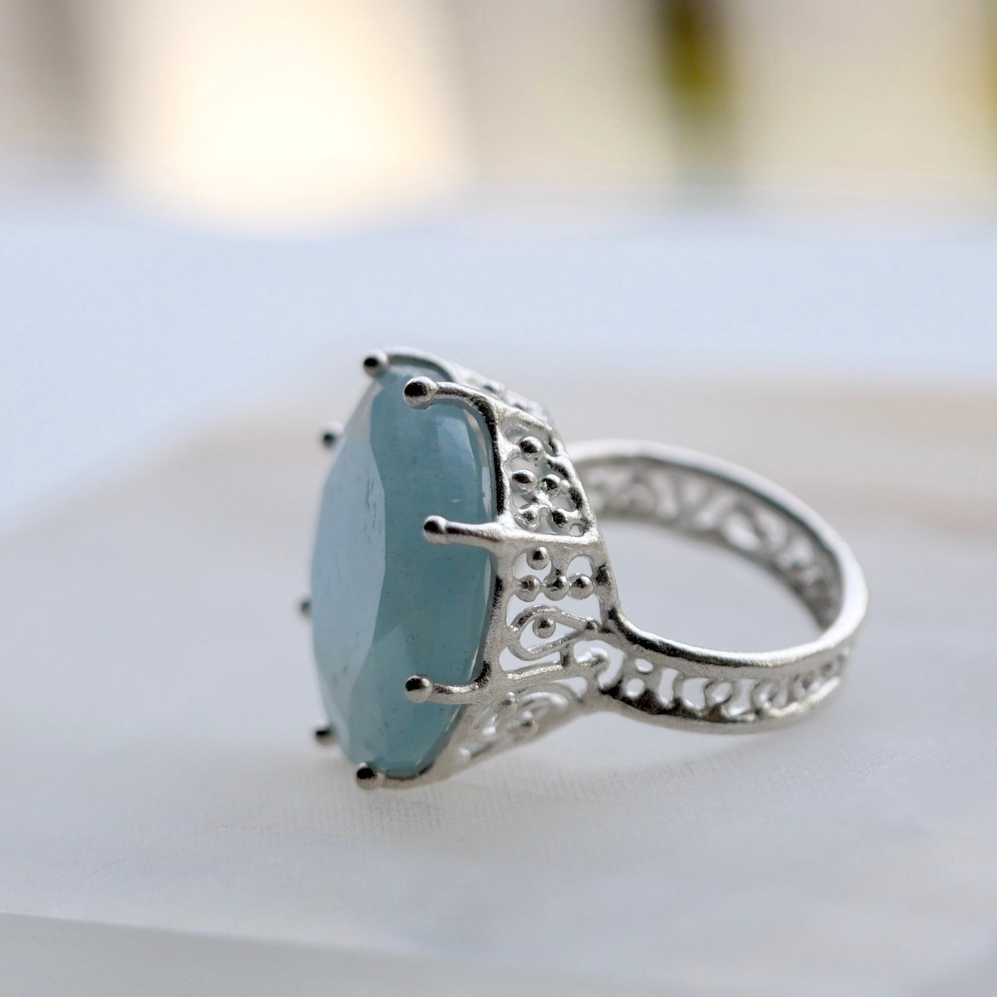 33. Aquamarine Silver Ring / 23R-55