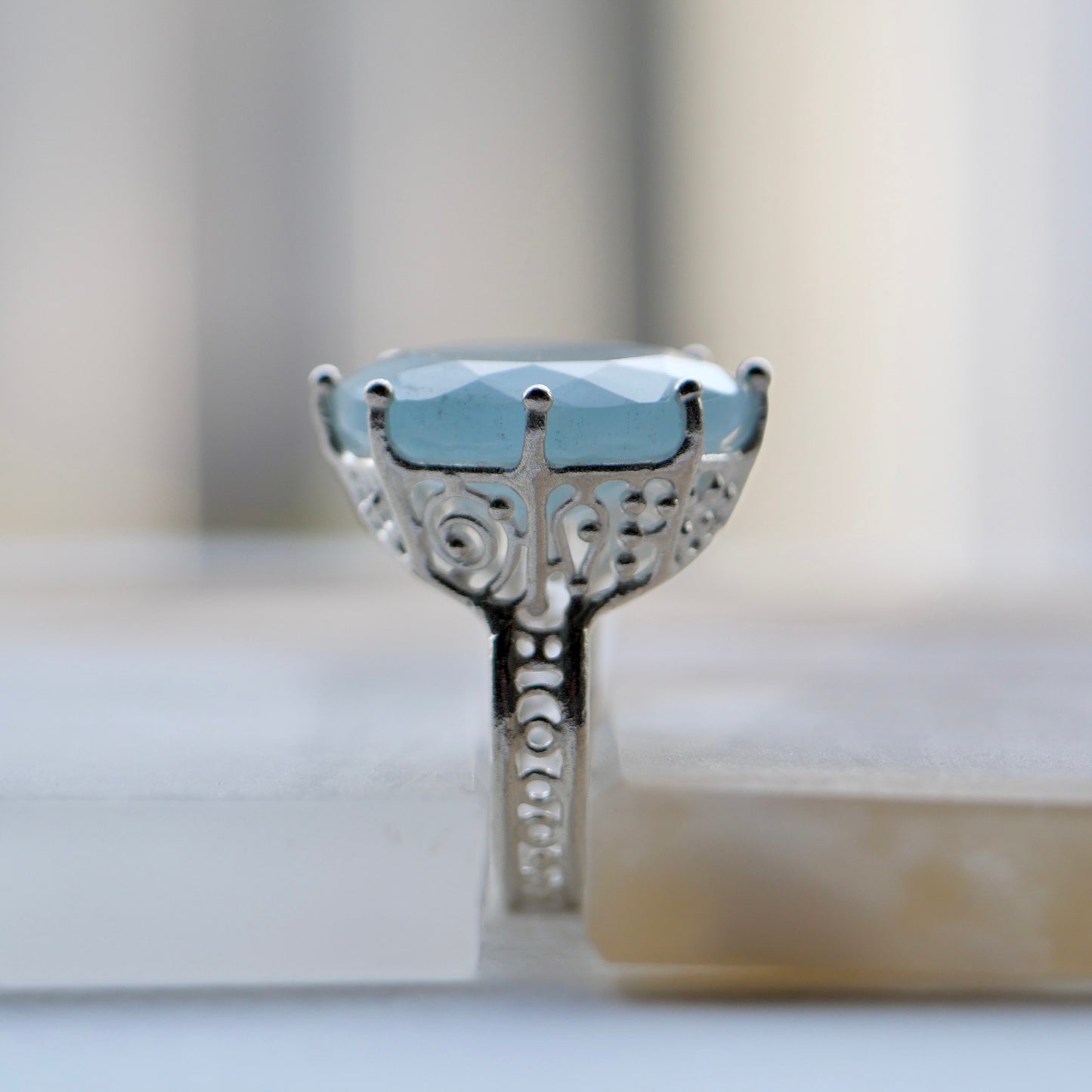 33. Aquamarine Silver Ring / 23R-55