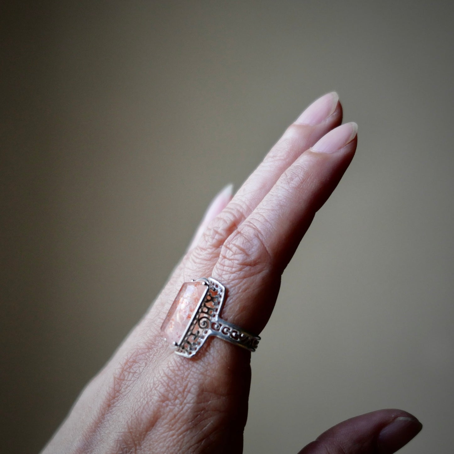 35. Iron in Quartz Silver Ring