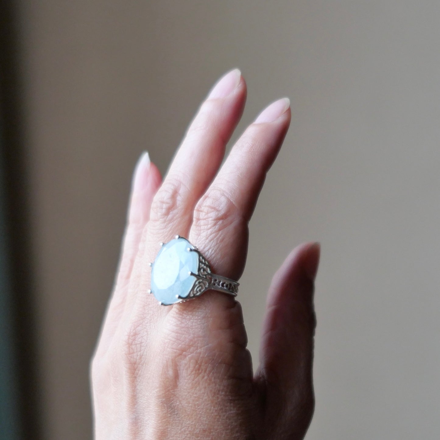 33. Aquamarine Silver Ring / 23R-55