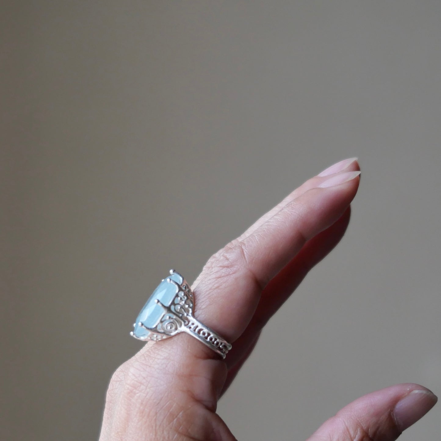 33. Aquamarine Silver Ring / 23R-55