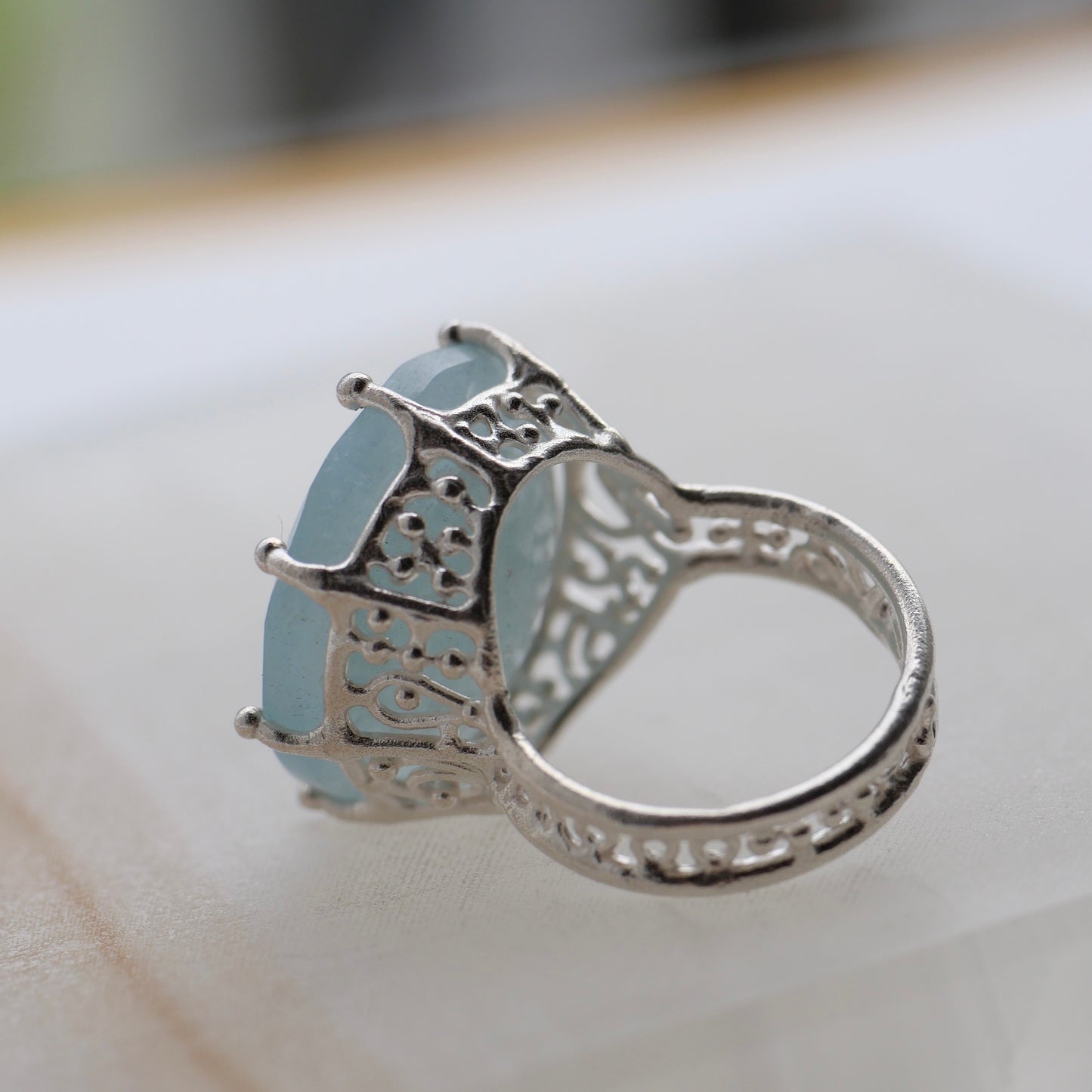 33. Aquamarine Silver Ring / 23R-55