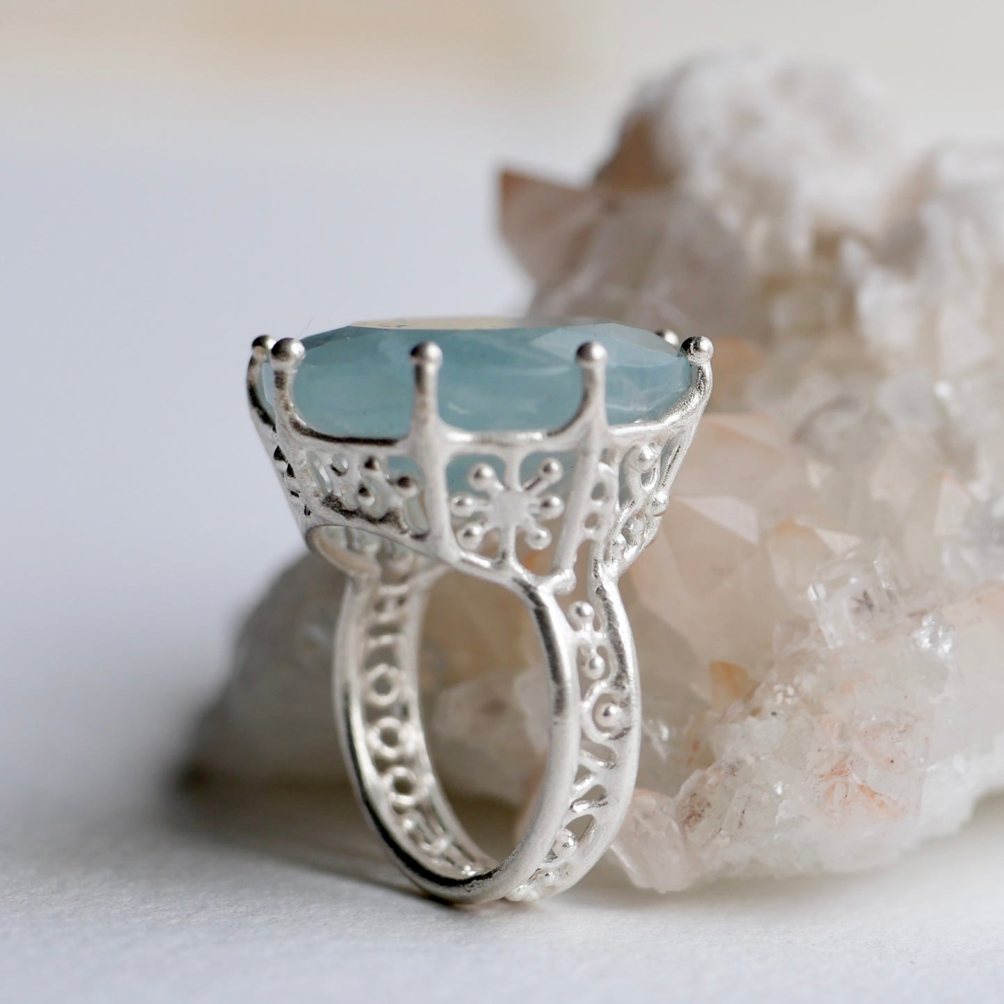 33. Aquamarine Silver Ring / 23R-55