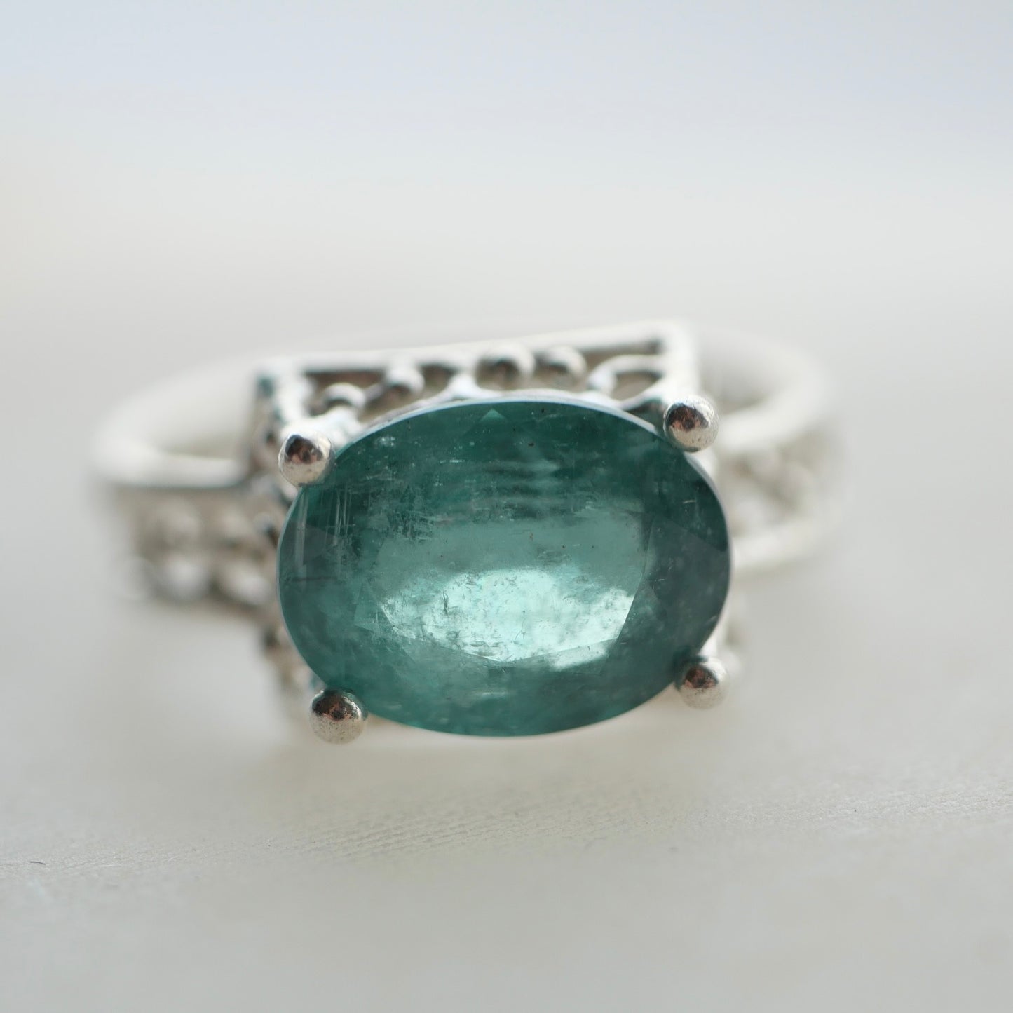 37. Green Kyanite Silver Ring / 23R-196