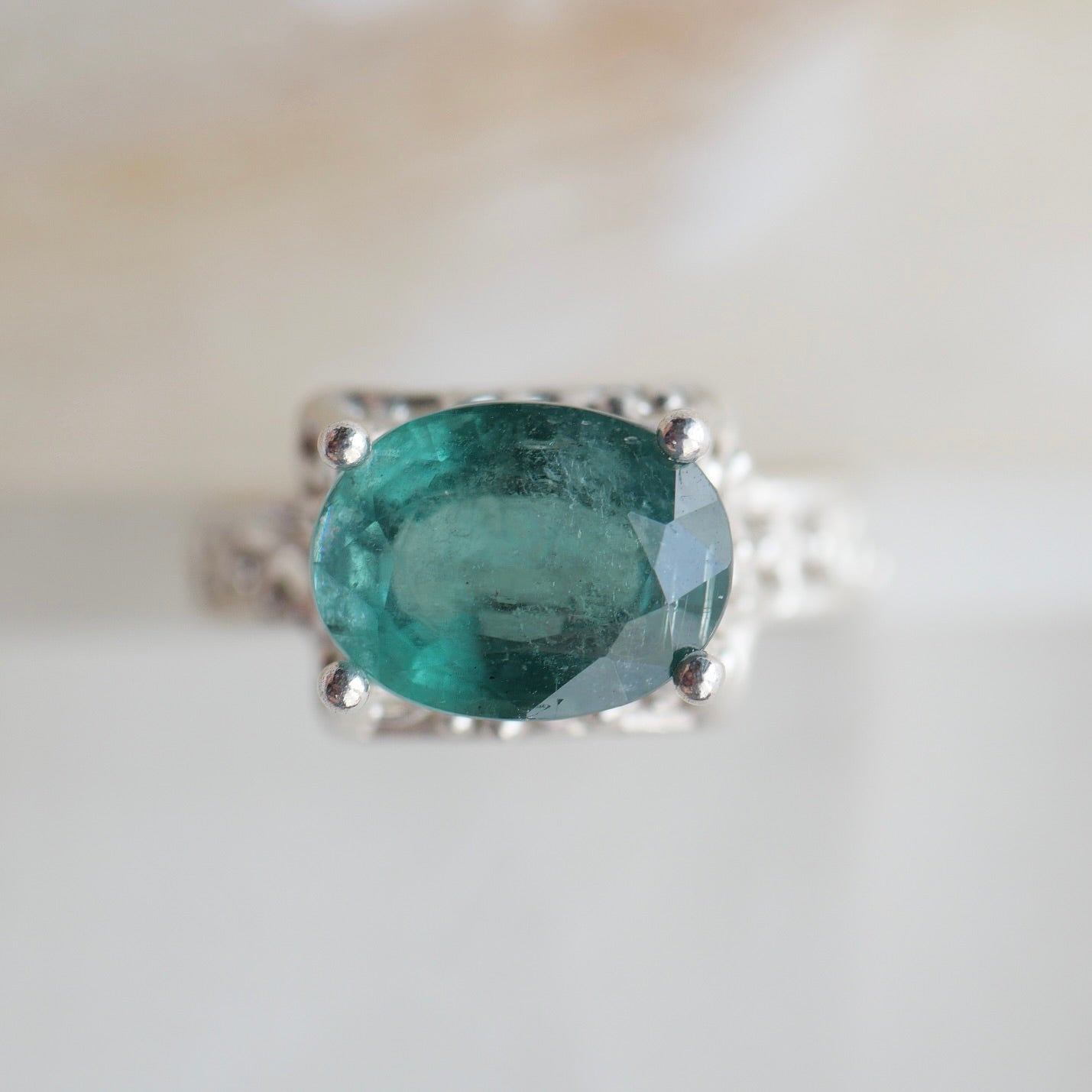 37. Green Kyanite Silver Ring / 23R-196