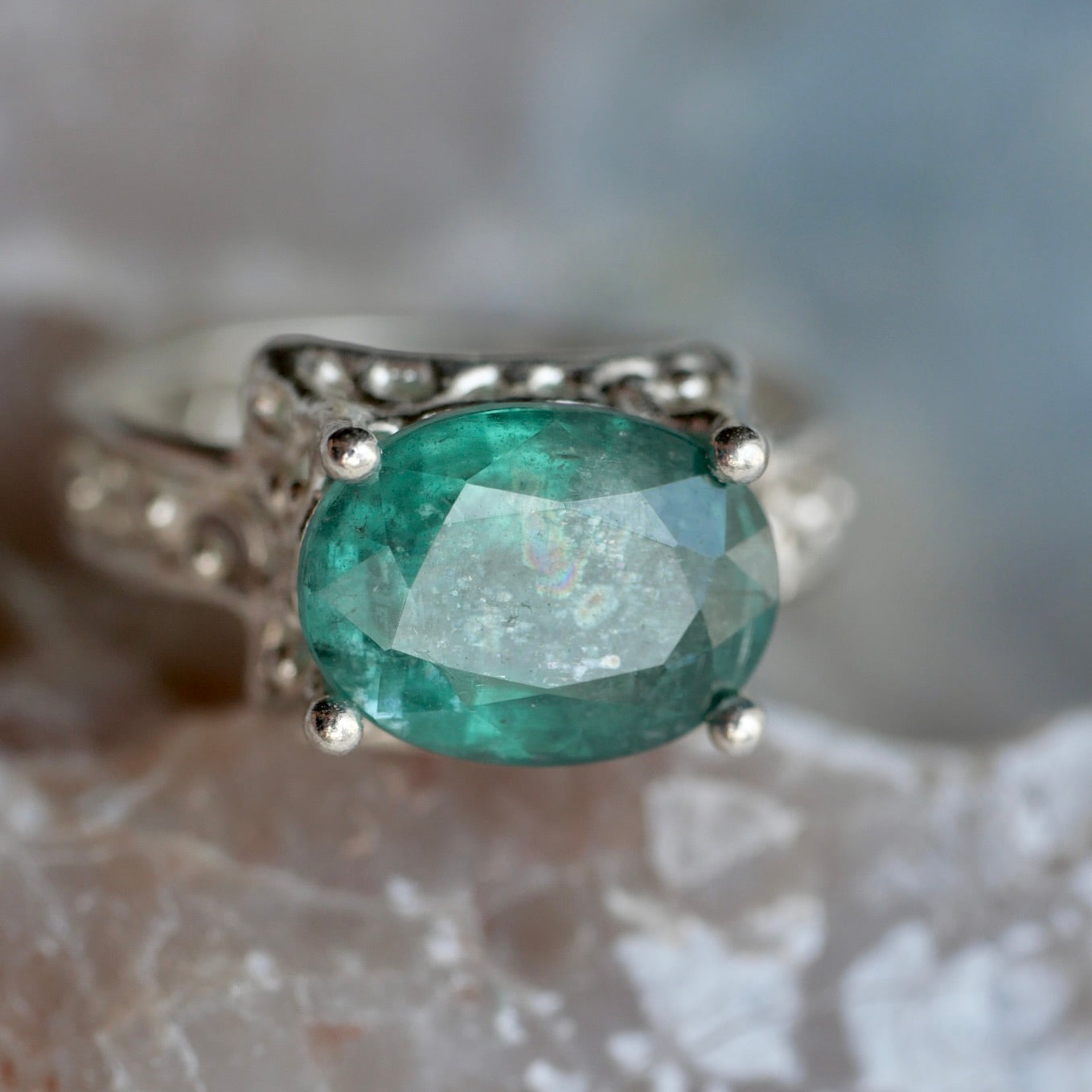 37. Green Kyanite Silver Ring / 23R-196