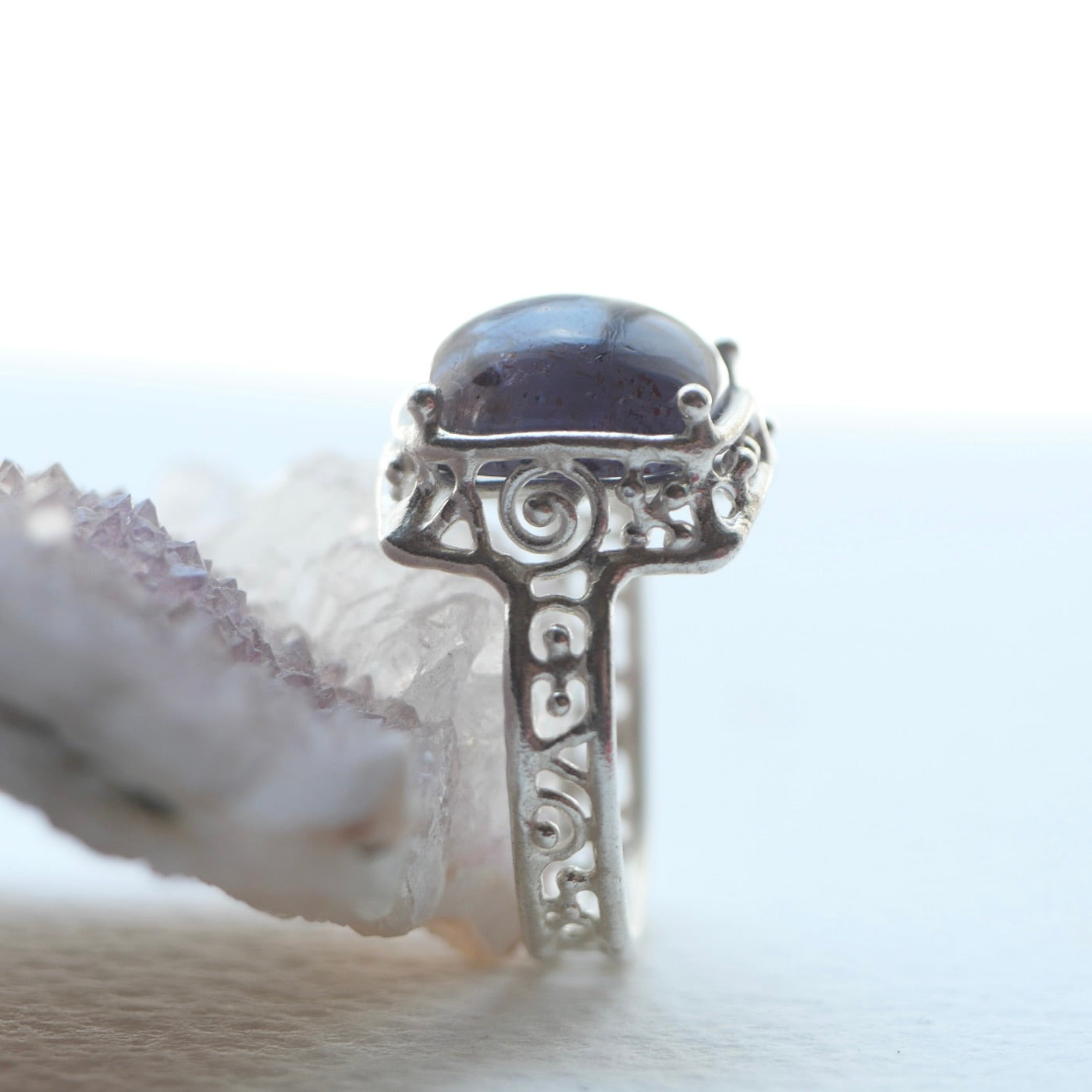 43. Iolite Sunstone Silver Ring / 23R137