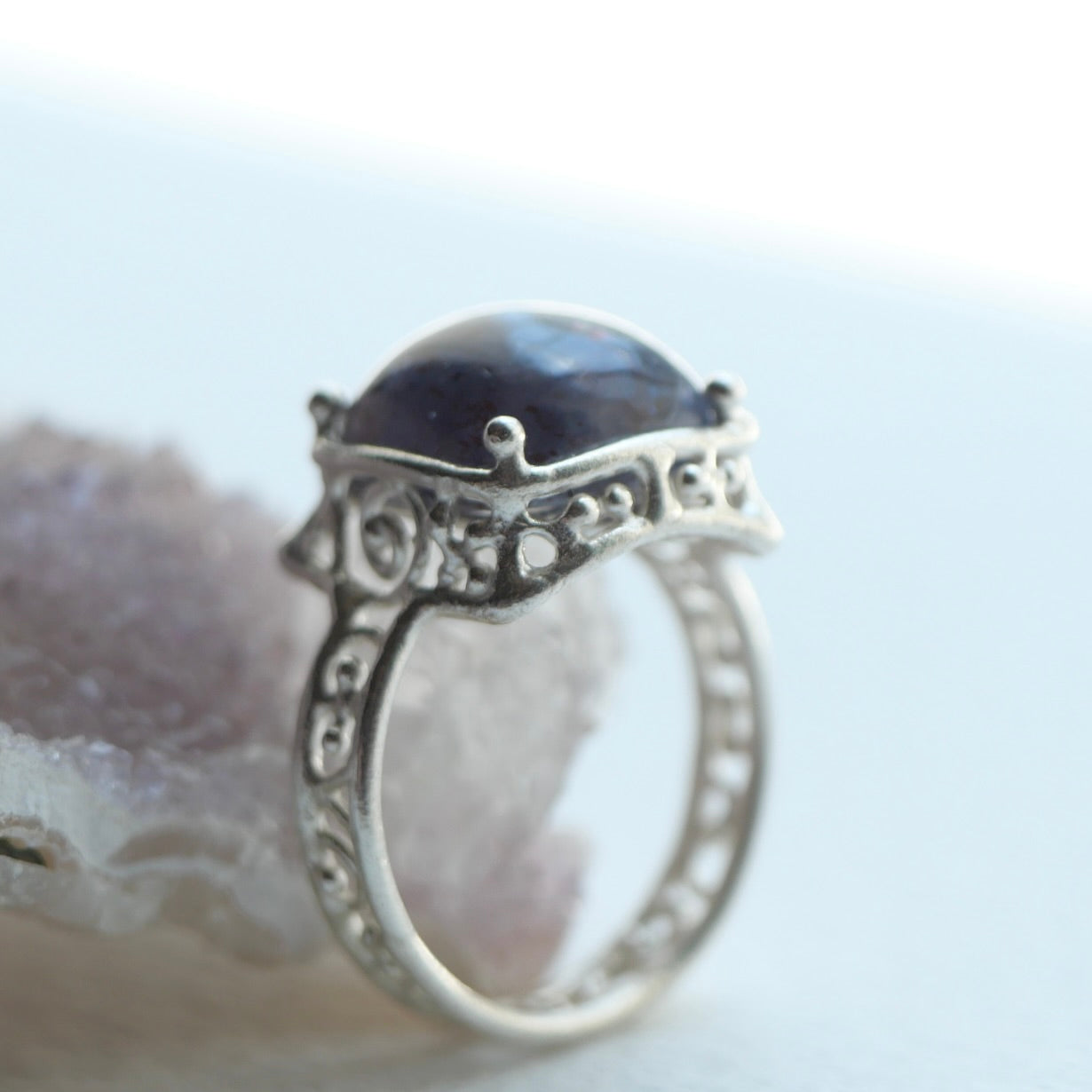 43. Iolite Sunstone Silver Ring / 23R137