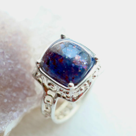 43. Iolite Sunstone Silver Ring / 23R137