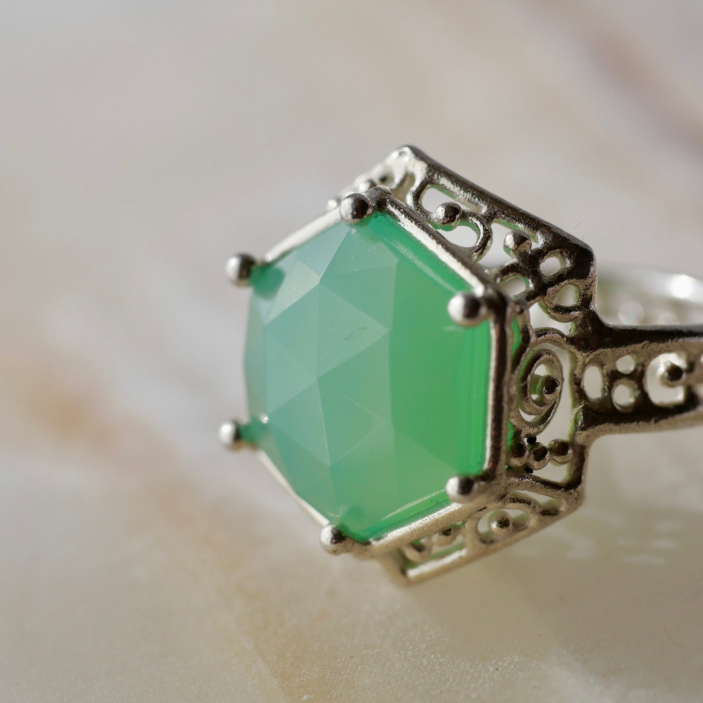 57. Chrysoprase Silver Ring / 23R-64