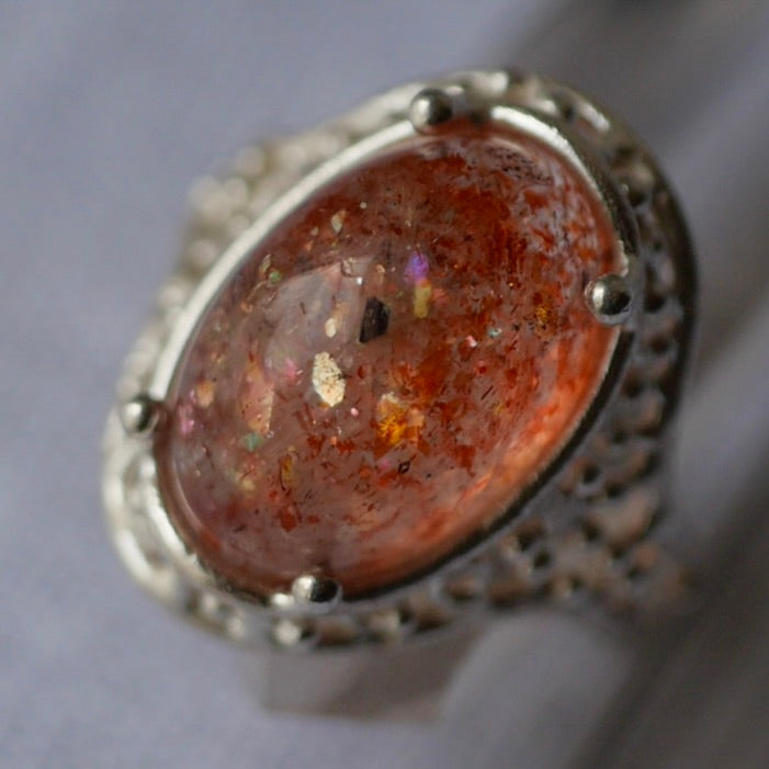 67. Sun Stone Silver Ring / 24R-152