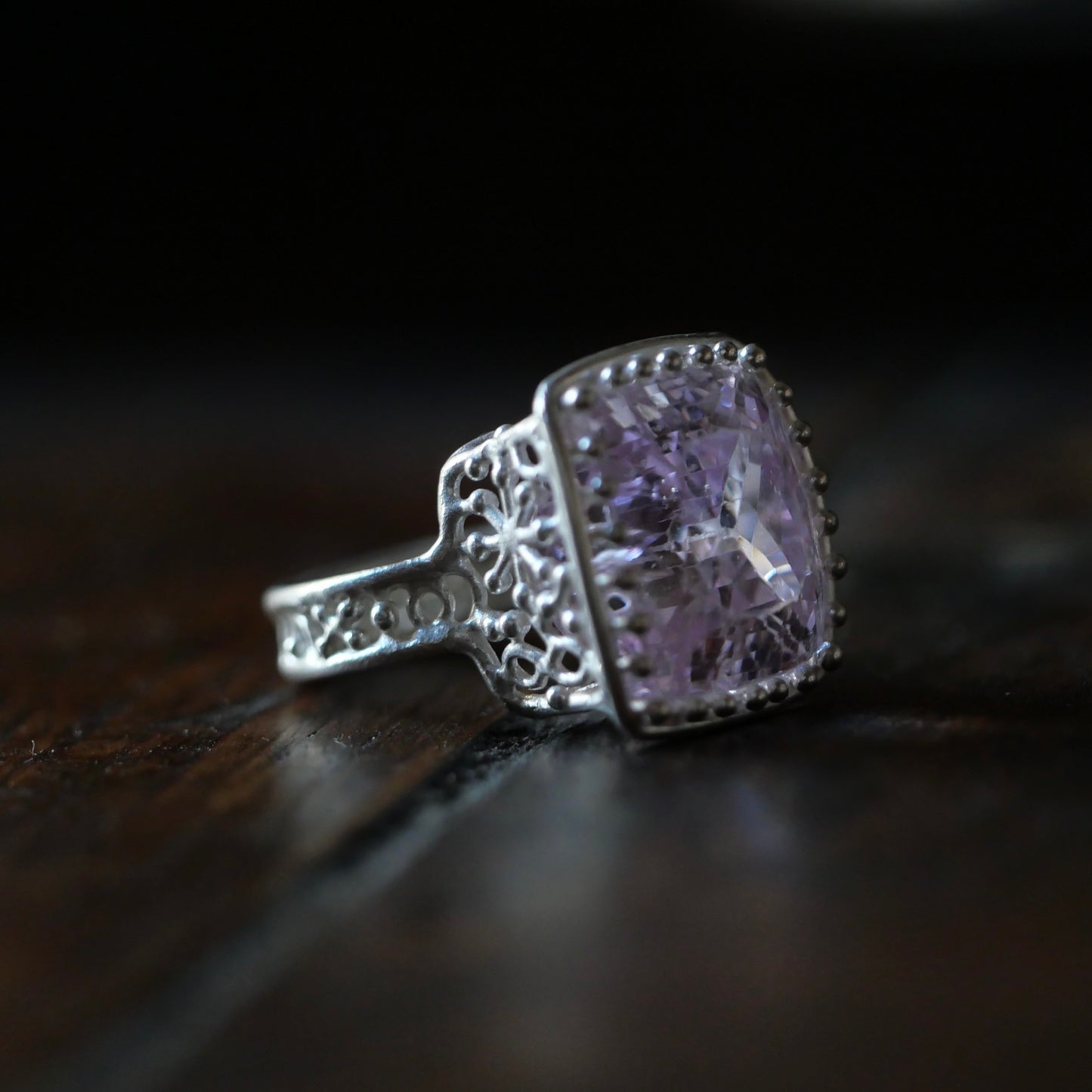 78.Kunzite Silver Ring / 24 R-317