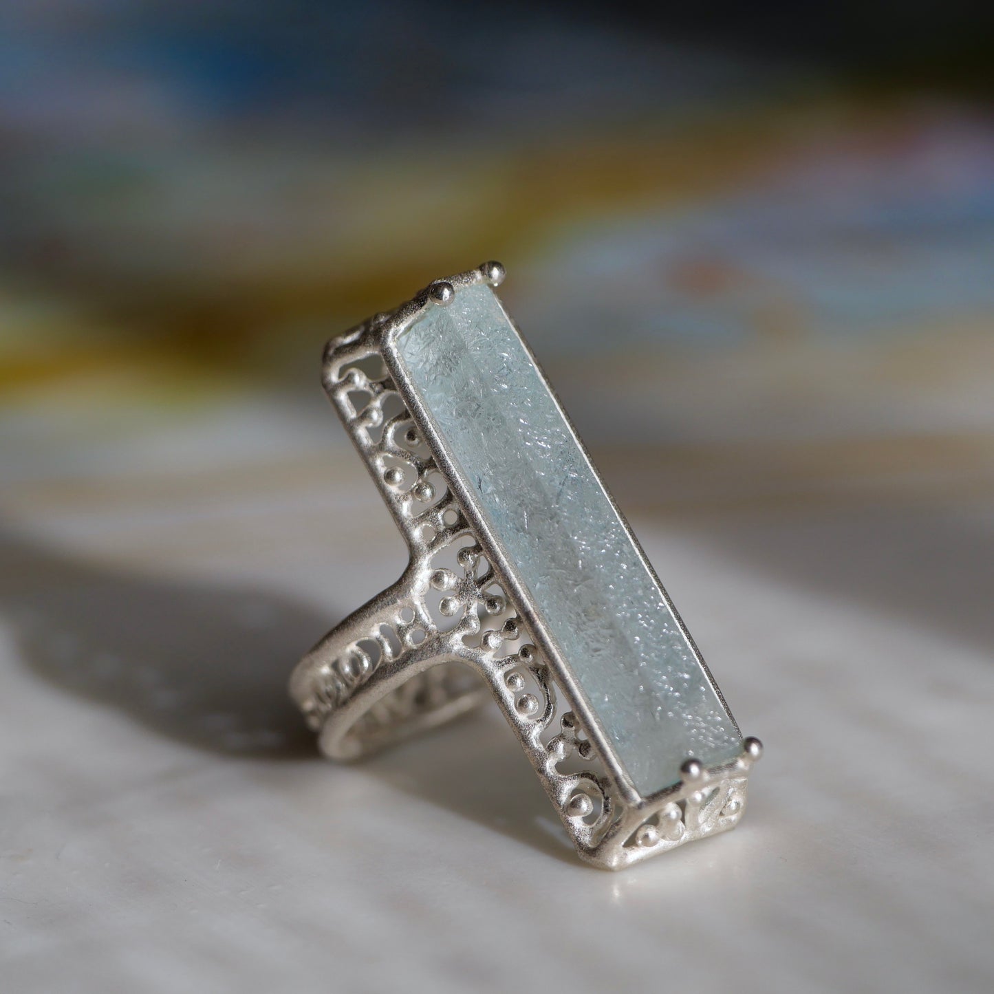 67. Aquamarine Silver Ring / 24R-128