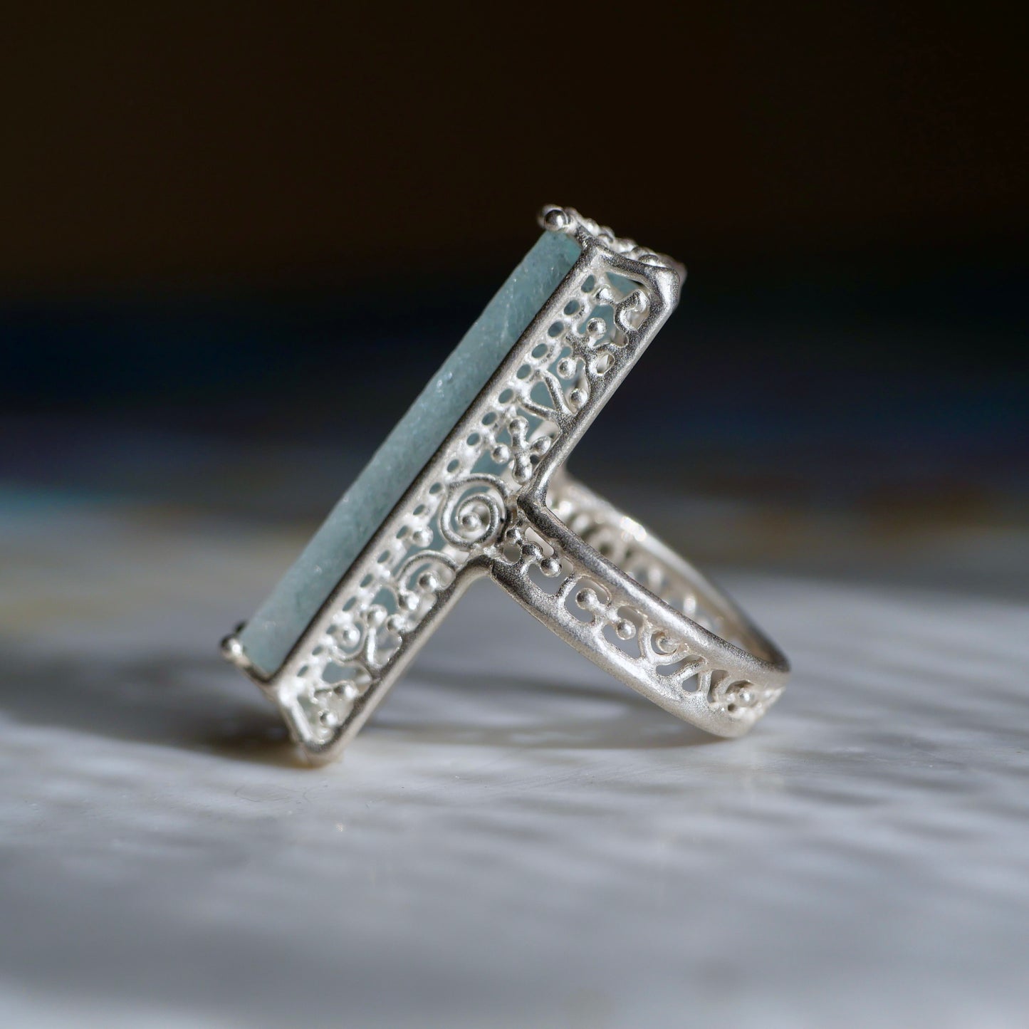 67. Aquamarine Silver Ring / 24R-128