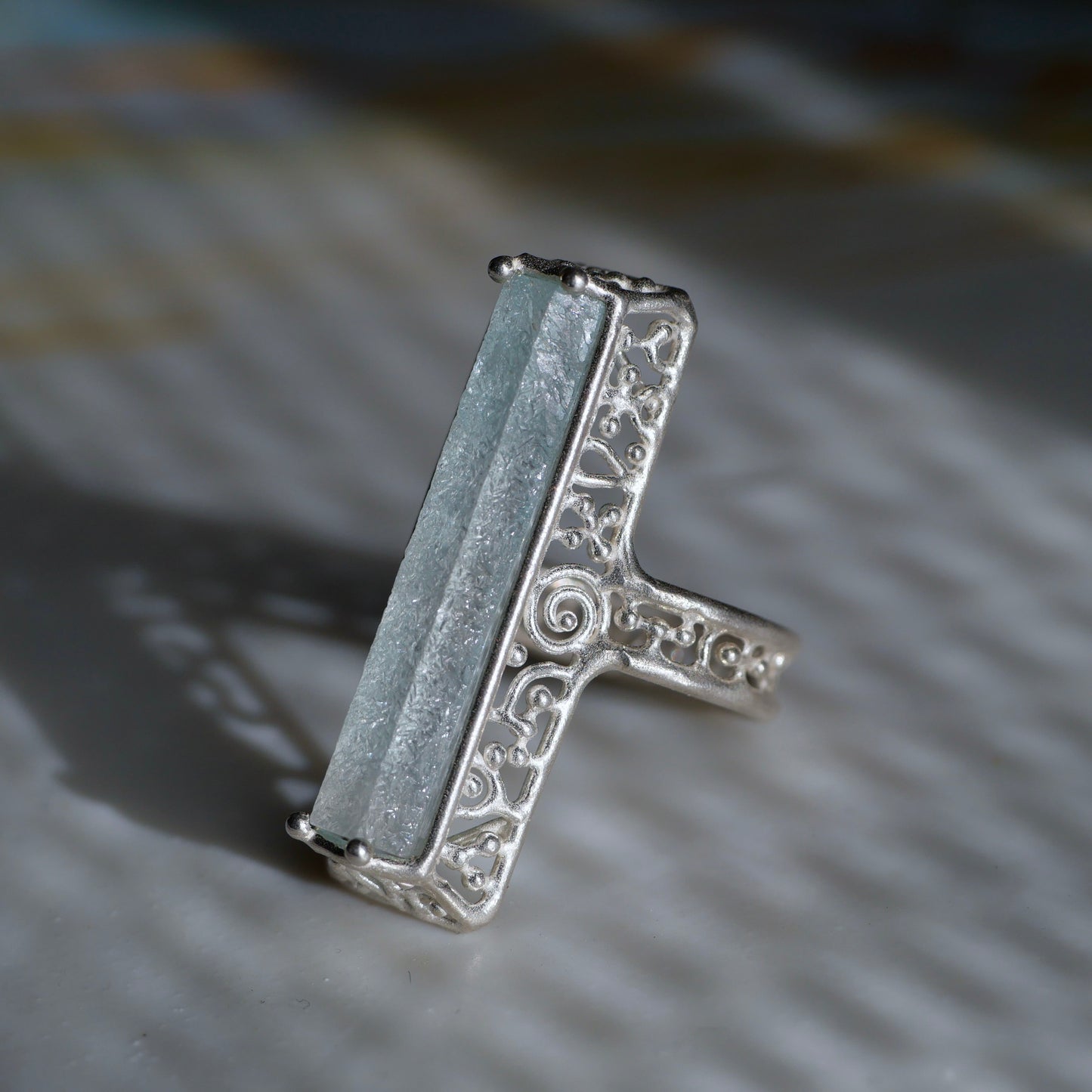 67. Aquamarine Silver Ring / 24R-128