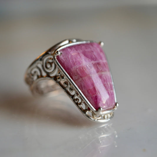 76. Cobalt Calcite Silver Ring / 24R-49