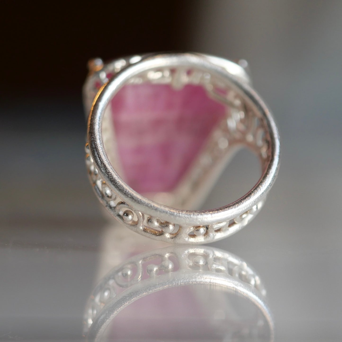 76. Cobalt Calcite Silver Ring / 24R-49