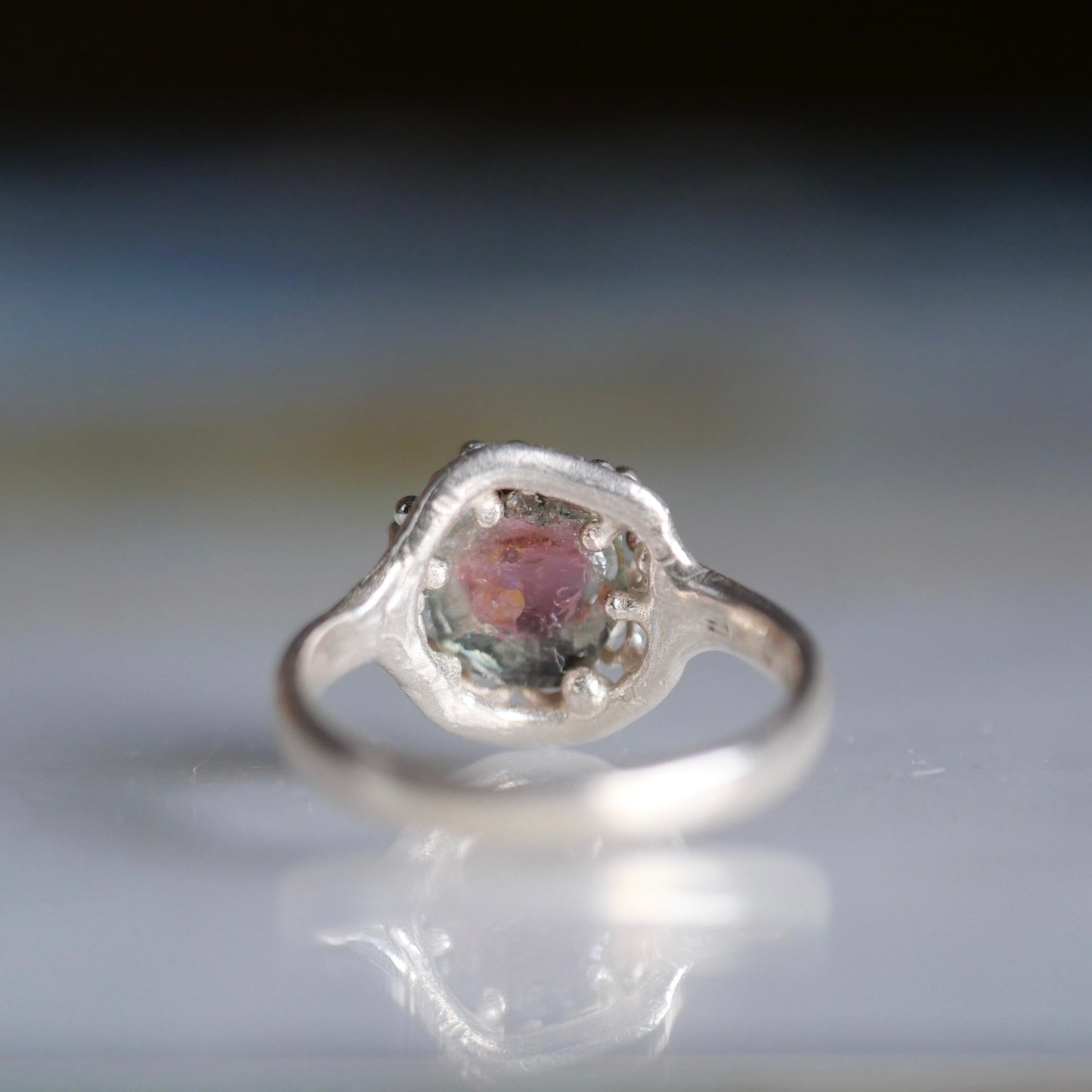 77. Watermelon Tourmaline Silver Ring / 22 R-64