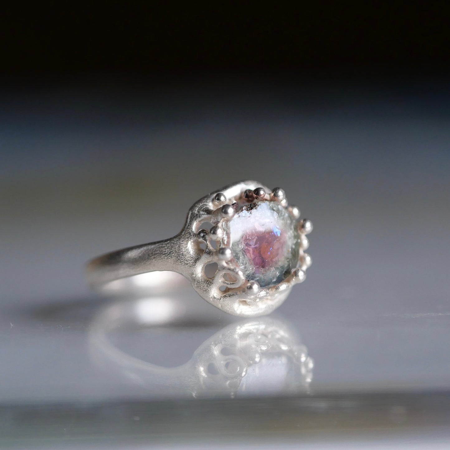 77. Watermelon Tourmaline Silver Ring / 22 R-64