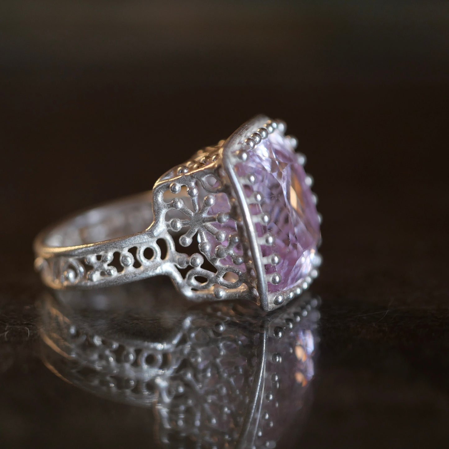 78.Kunzite Silver Ring / 24 R-317