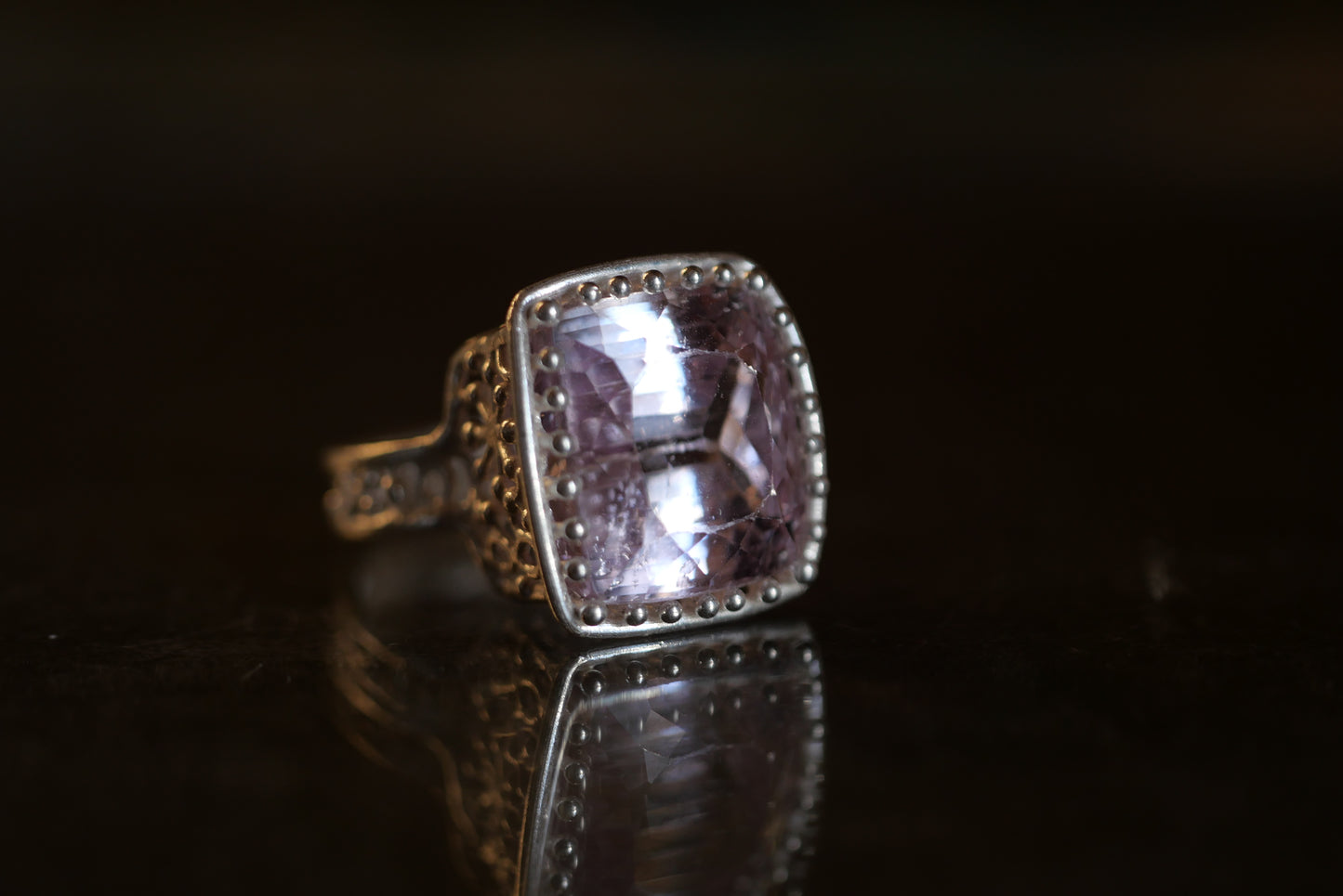 78.Kunzite Silver Ring / 24 R-317