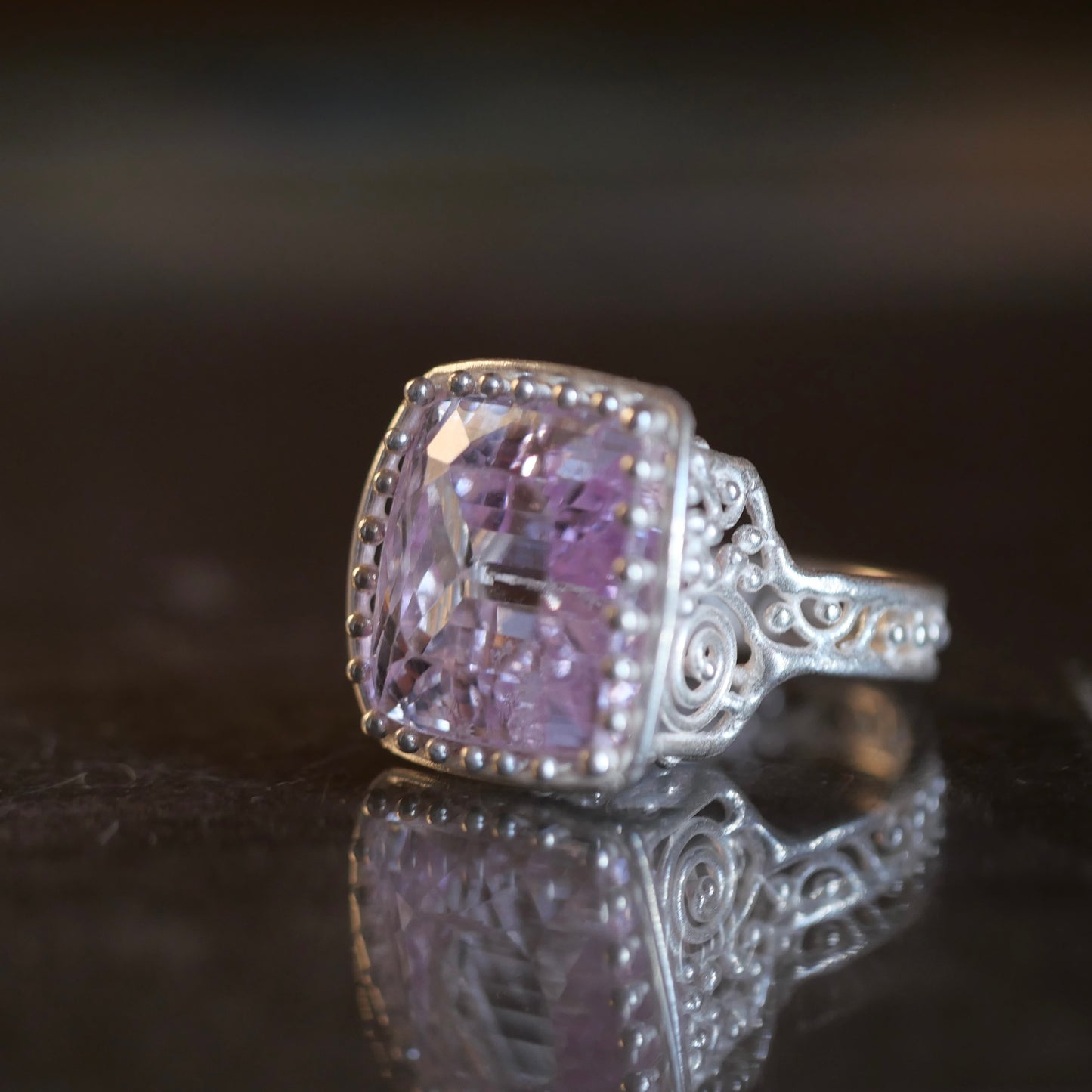 78.Kunzite Silver Ring / 24 R-317