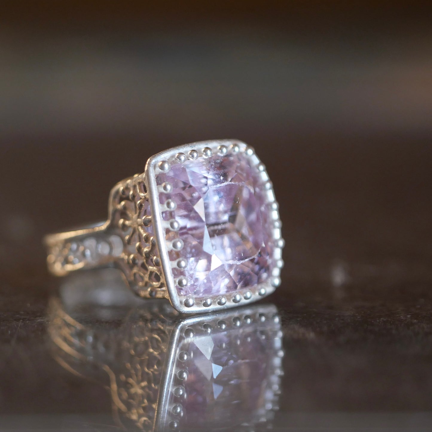 78.Kunzite Silver Ring / 24 R-317