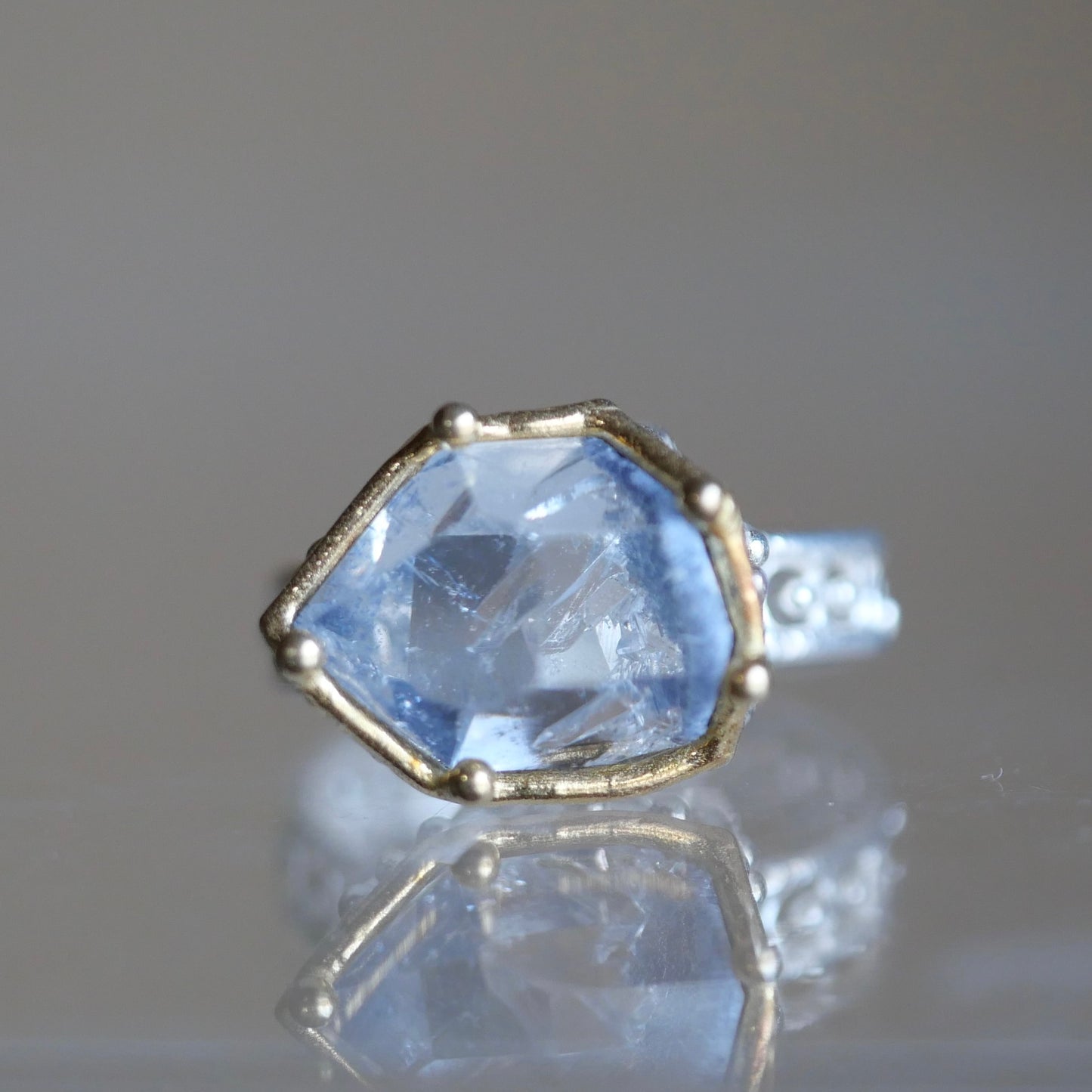 92. Dumortierite in Quartz Silver Ring / 24R-324