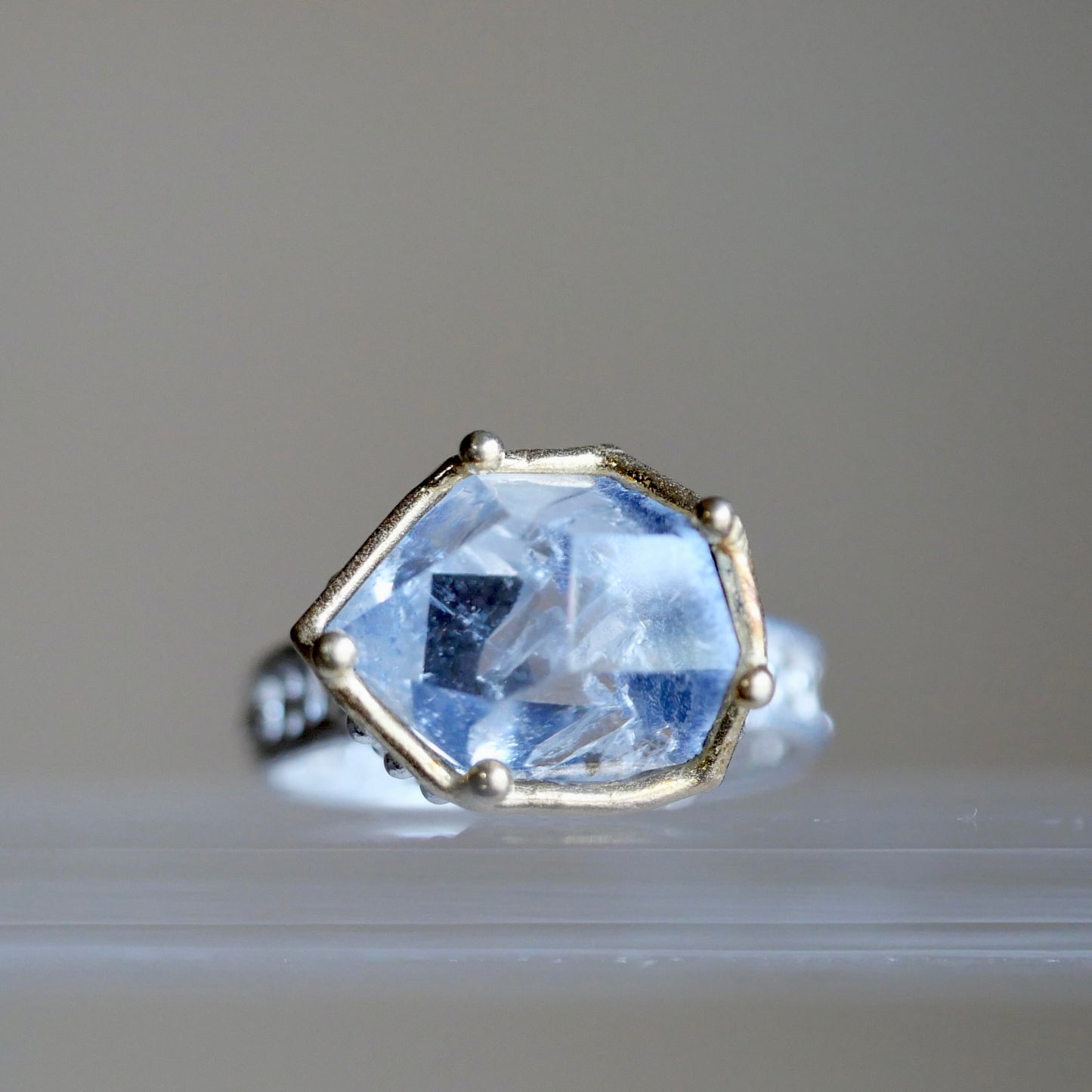 92. Dumortierite in Quartz Silver Ring / 24R-324
