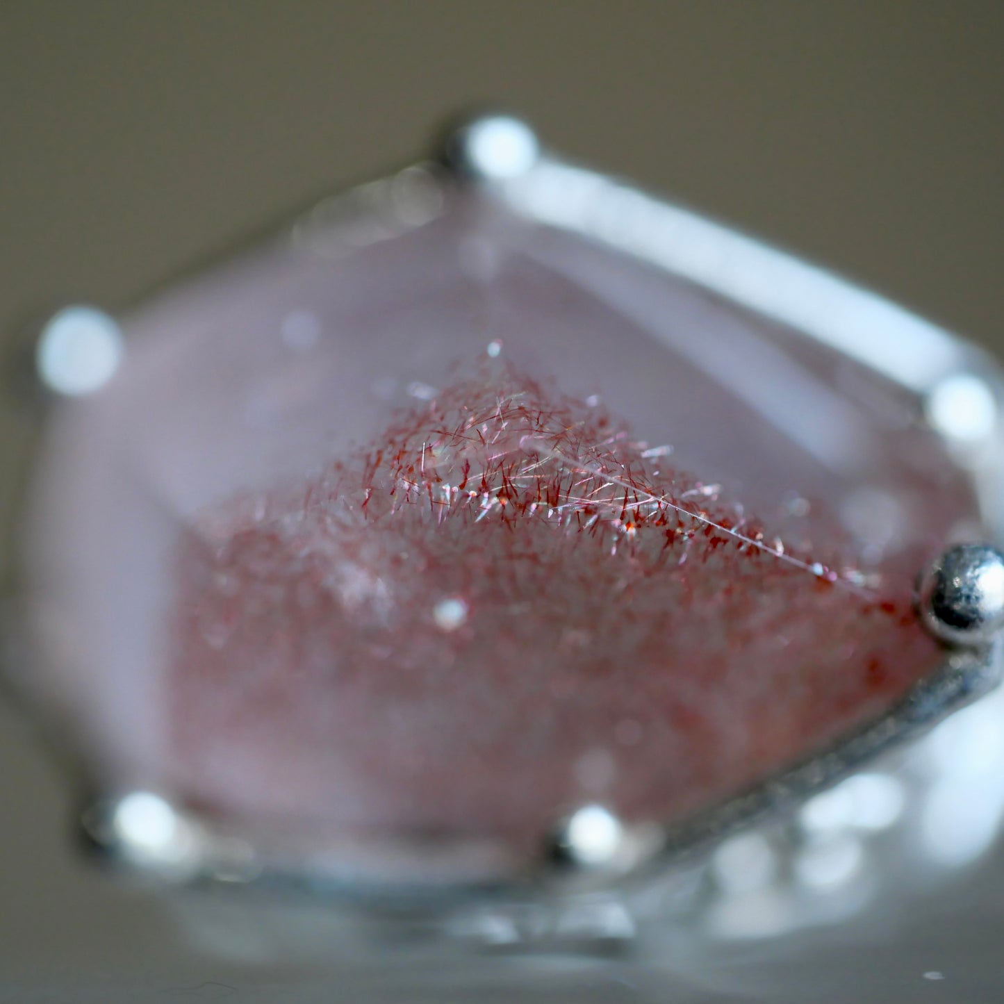 90. Strawberry Quarts Silver Ring / 24R-389