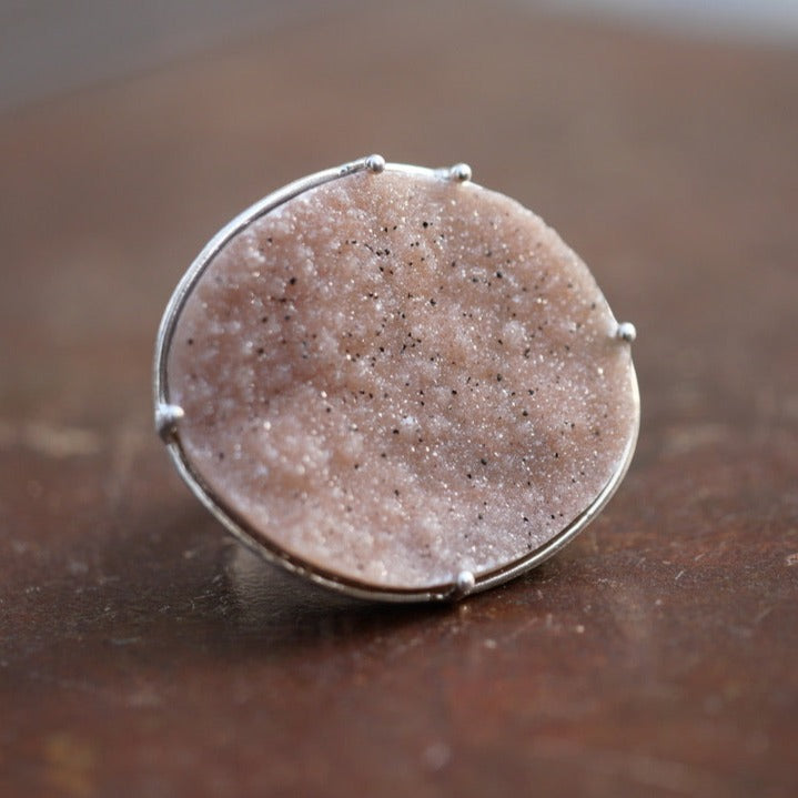 2. Druzy Agate Silver Ring / R88