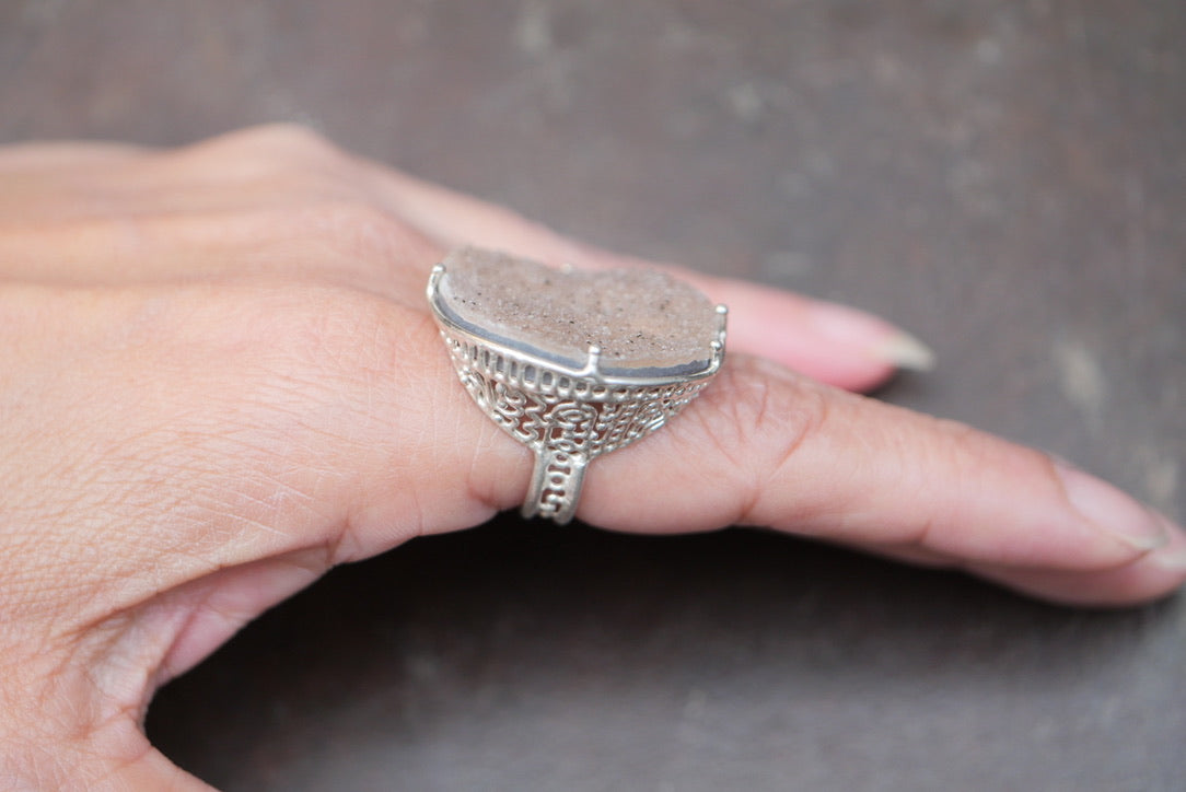 2. Druzy Agate Silver Ring / R88