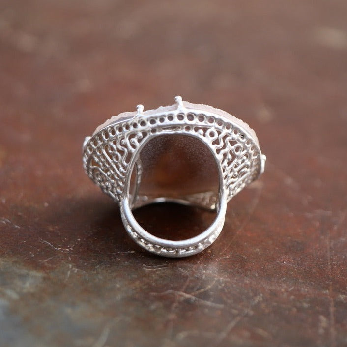2. Druzy Agate Silver Ring / R88